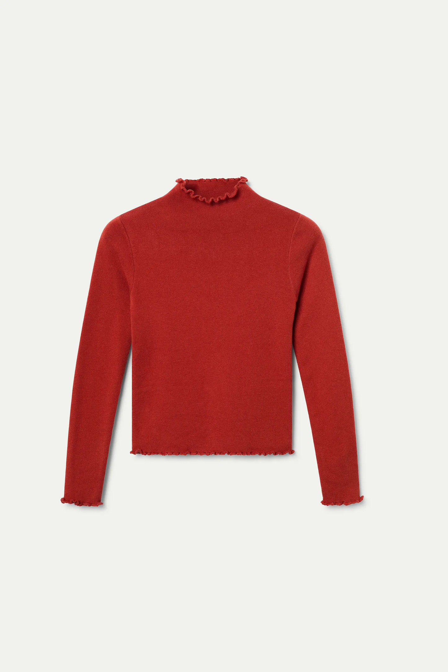 Top cuello perkins canalé rojo