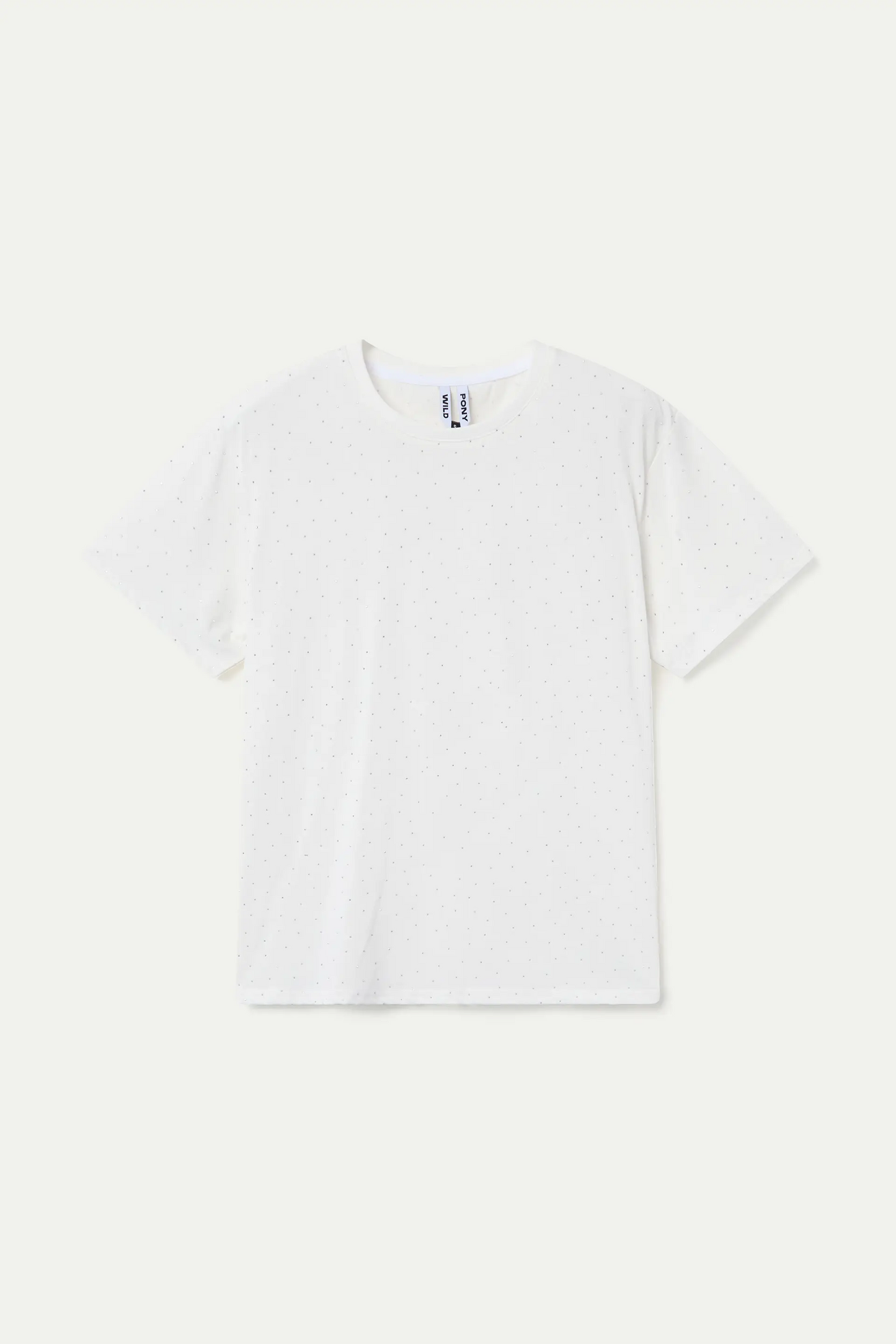 Camiseta blanca 100% algodón con apliques plateados