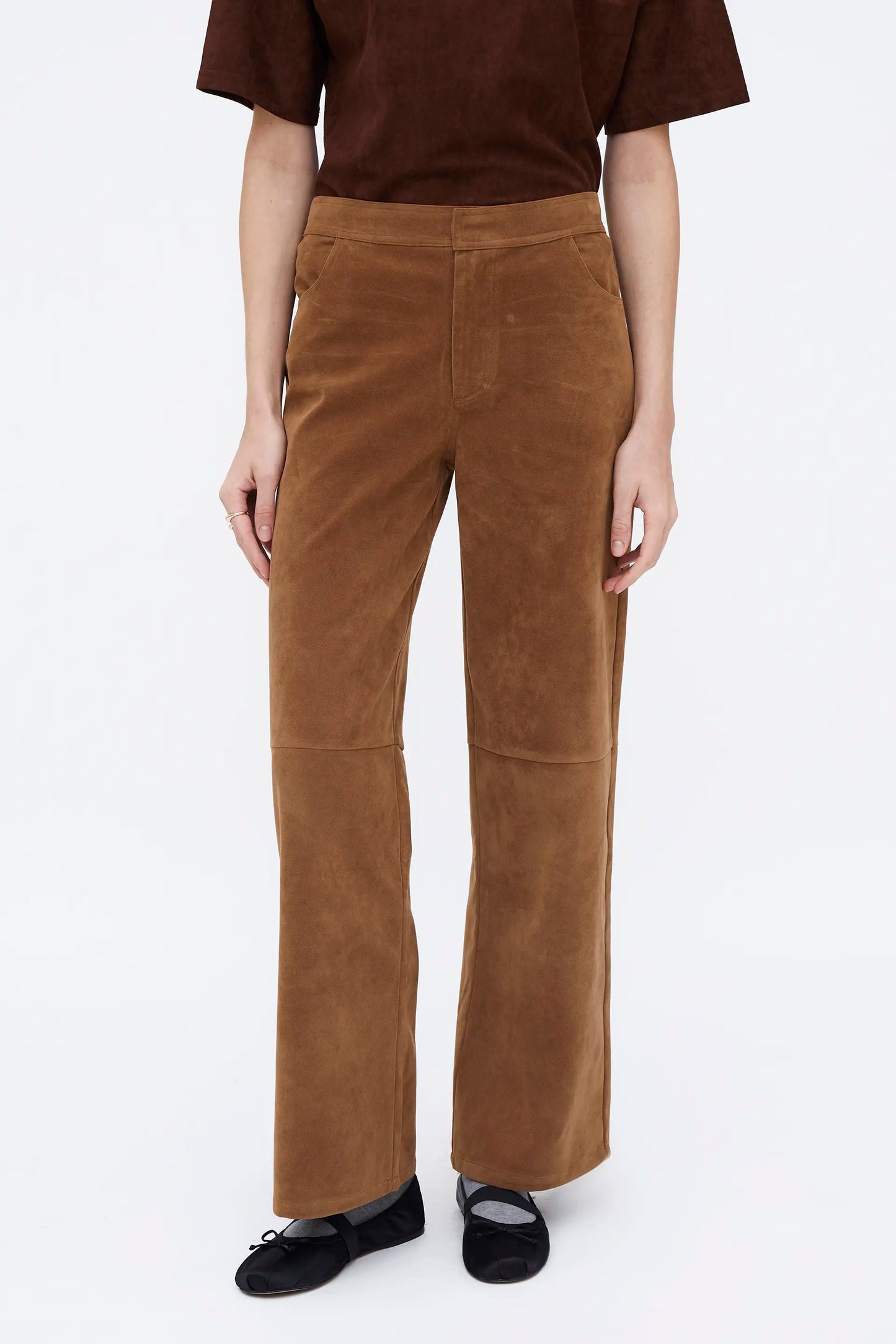 Pantalón recto ante camel