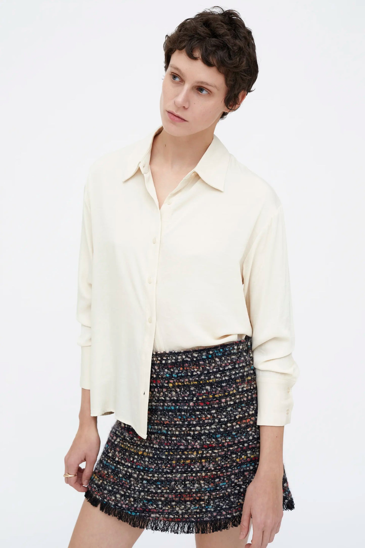 Camisa blanca crepé satinado