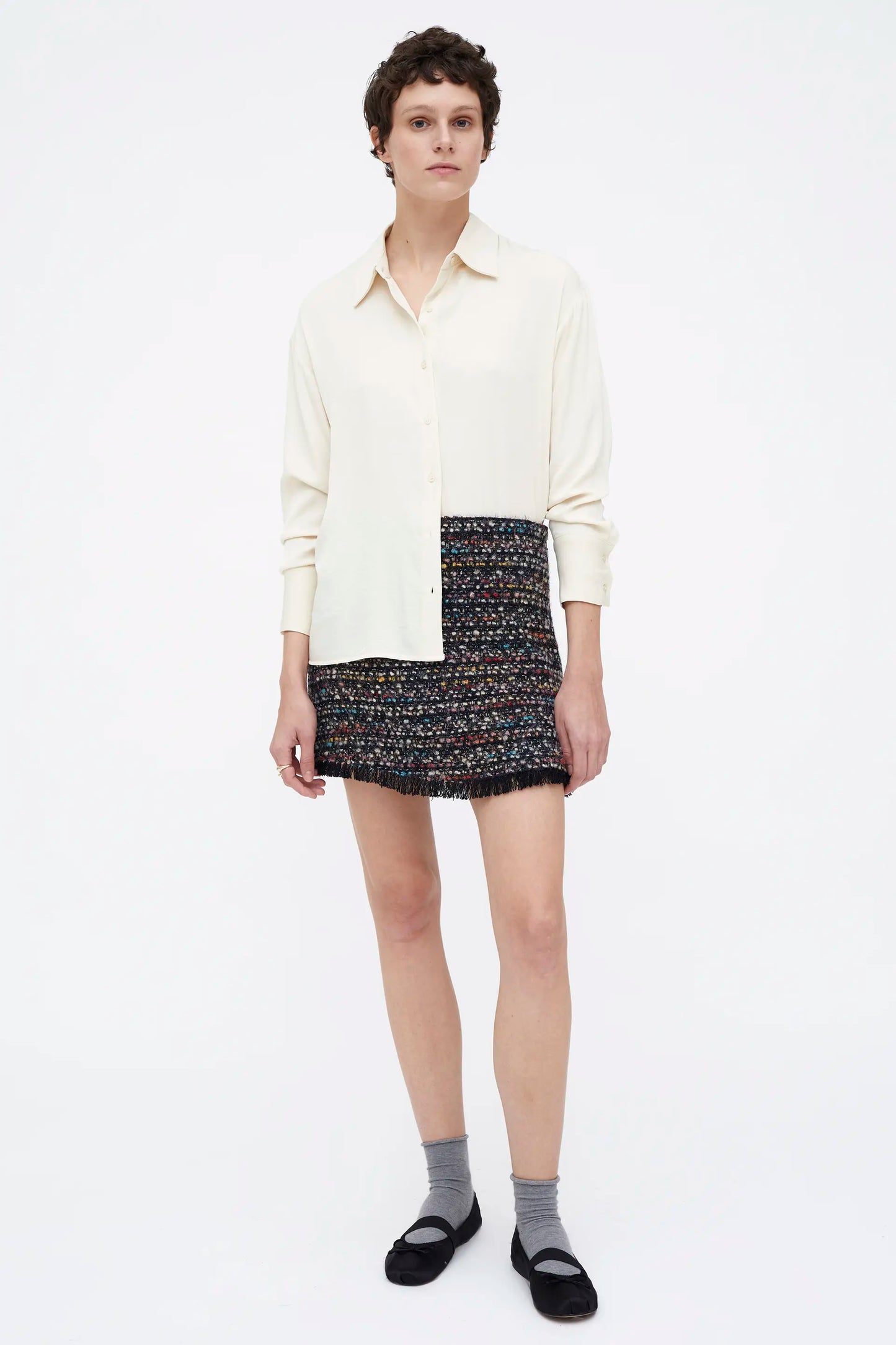 Camisa blanca crepé satinado