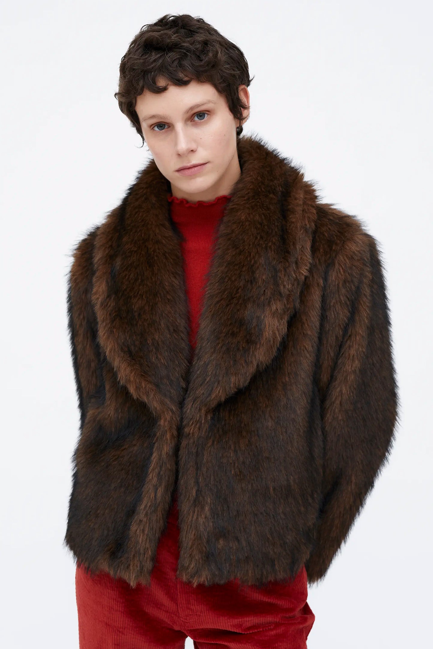 Brown fur effect coat