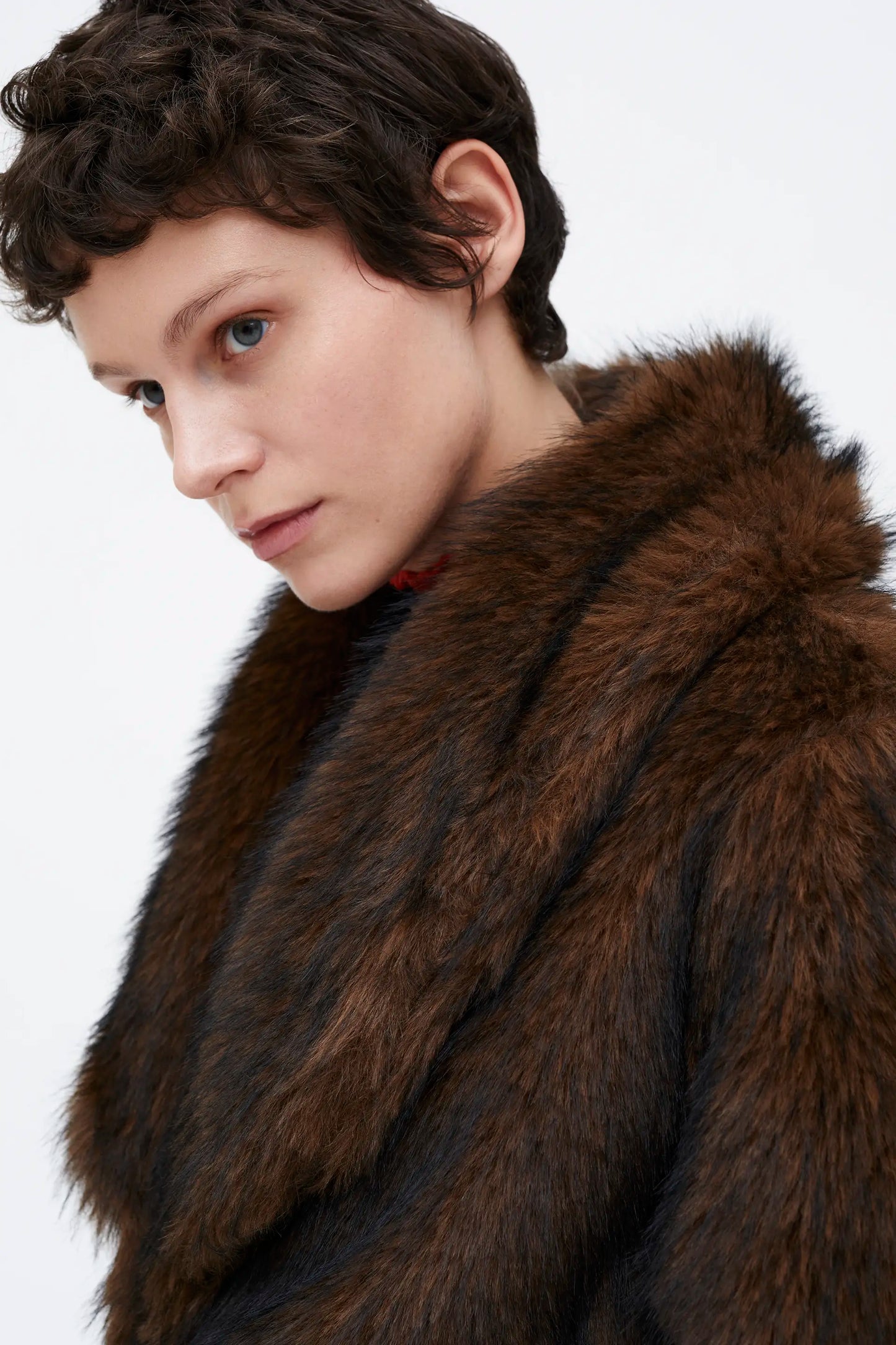 Brown fur effect coat
