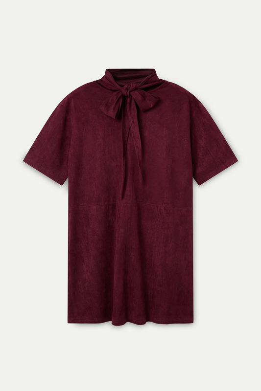 Vestido corto ante burdeos