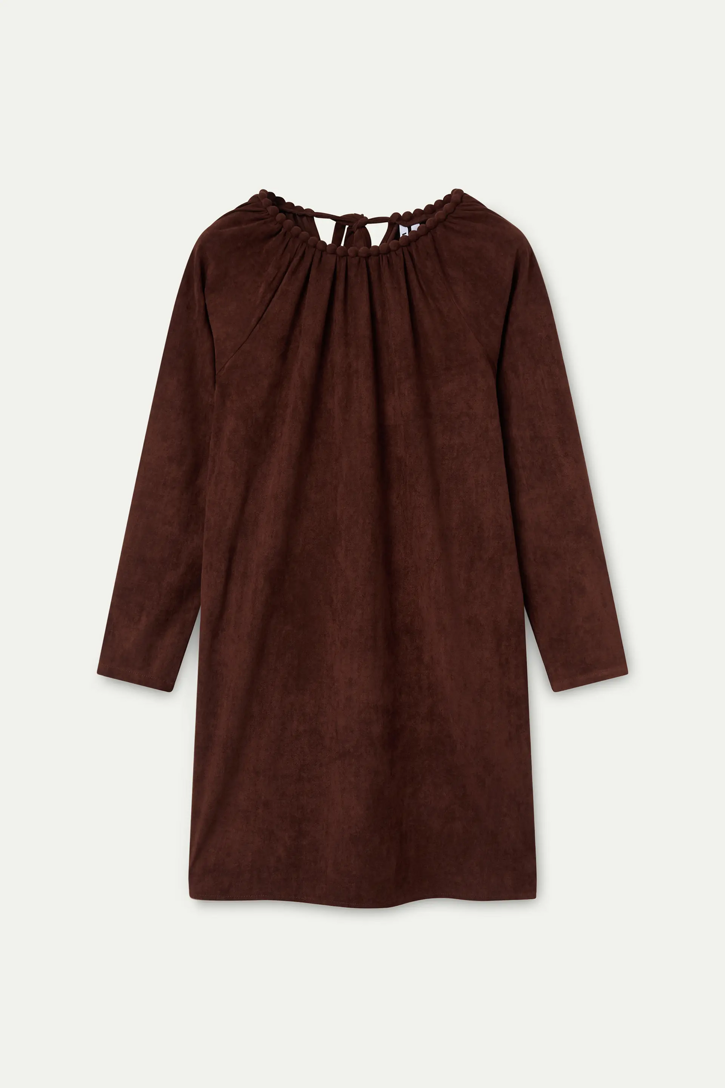 Vestido corto fluido ante marrón