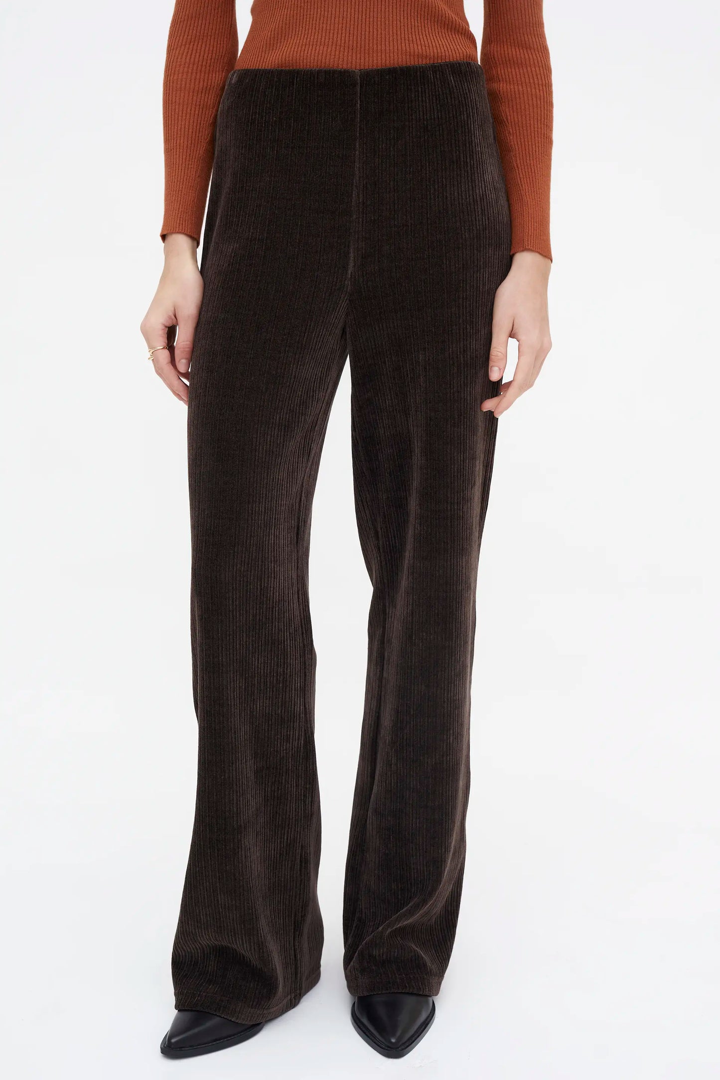 Pantalón de traje pana de terciopelo marrón