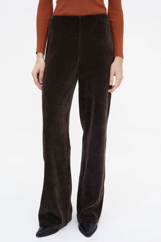 Pantalón de traje pana de terciopelo marrón