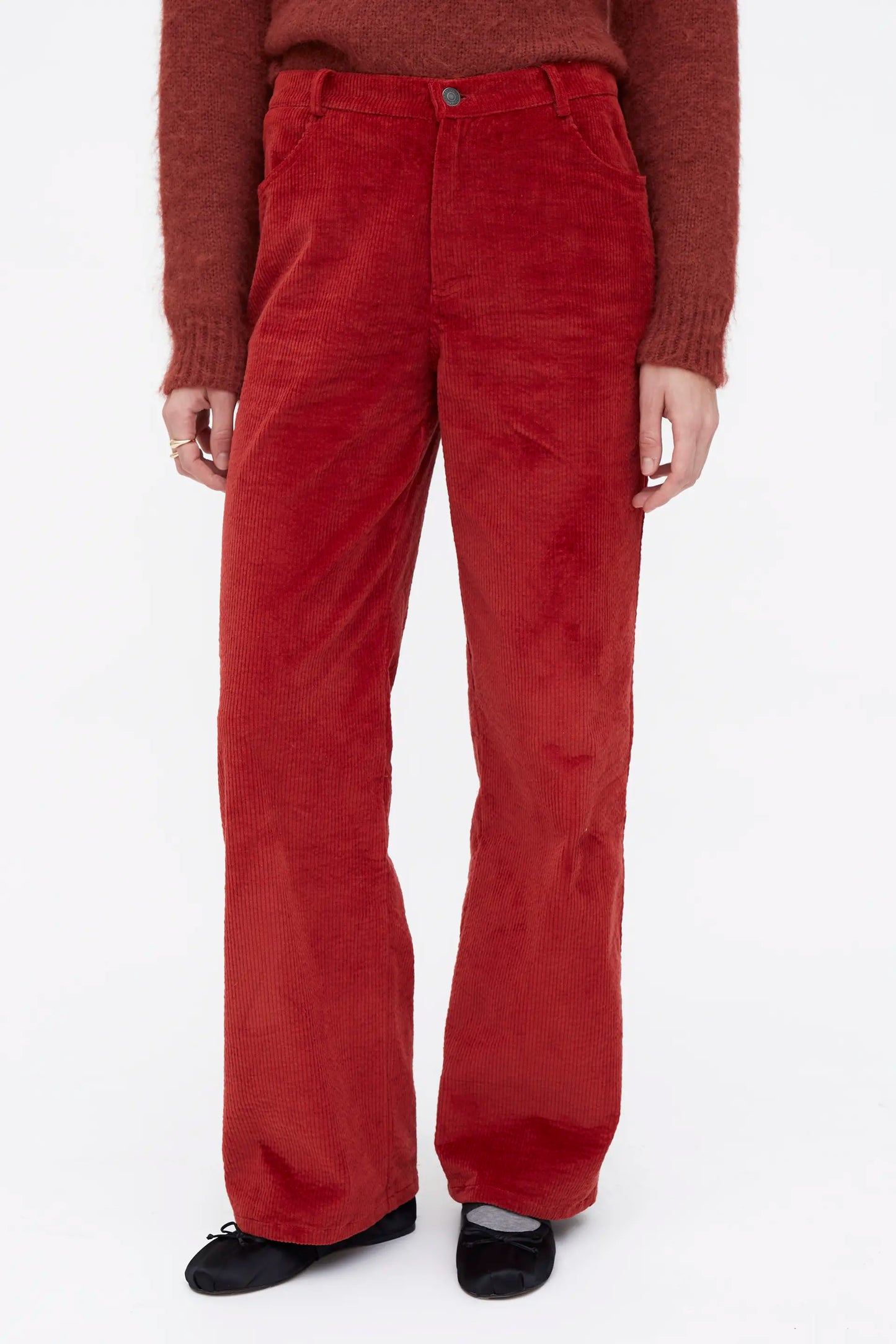 Pantalón recto pana rojo