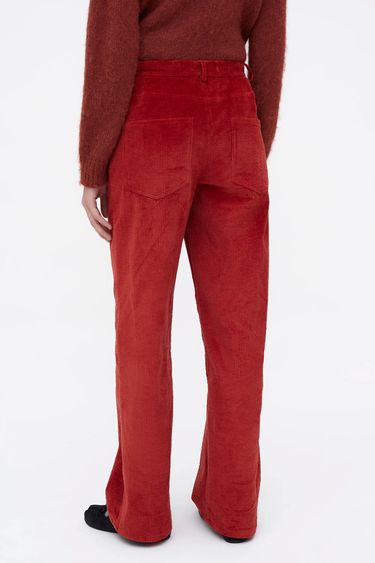 Pantalón recto pana rojo