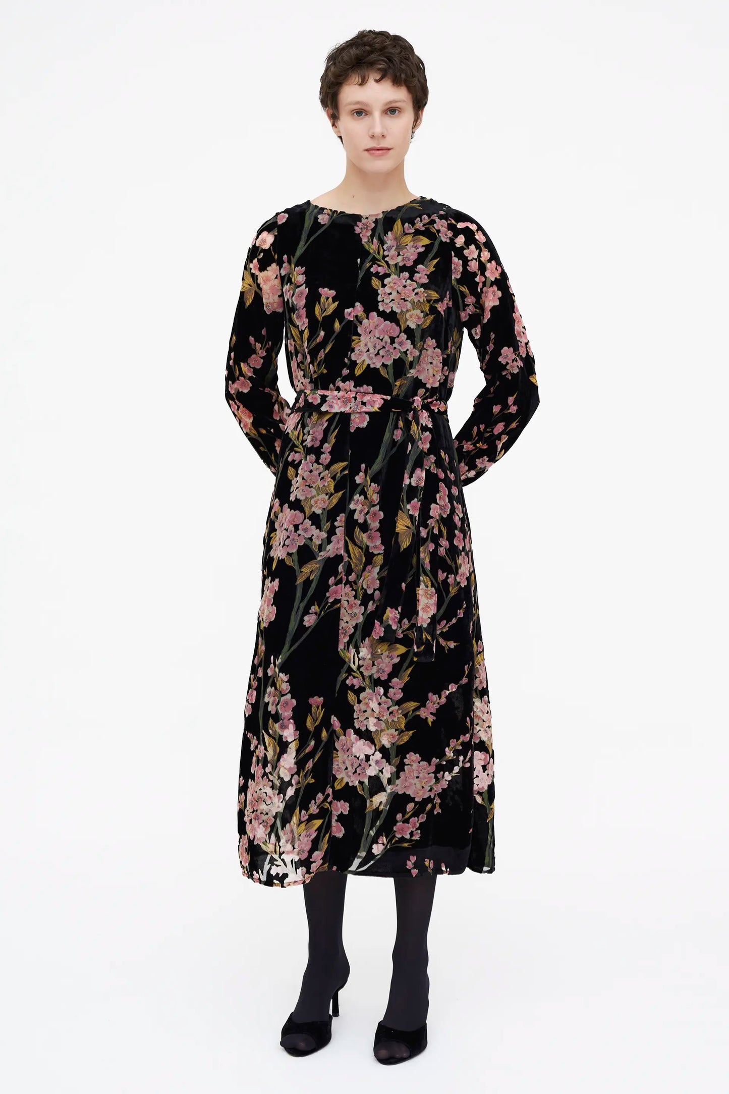 Vestido Largo de terciopelo con estampado Malva Velvet