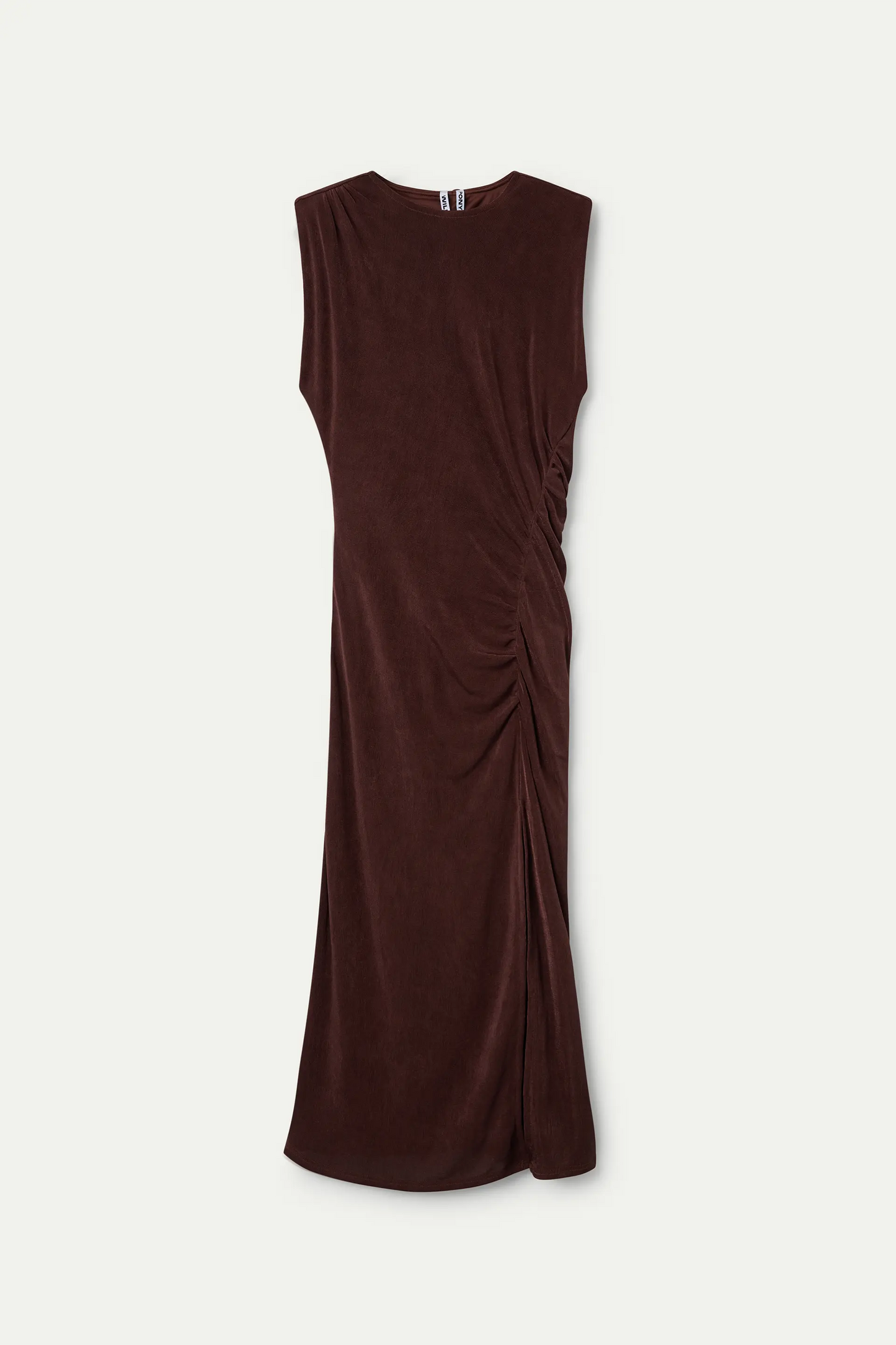 Vestido midi fruncido marrón