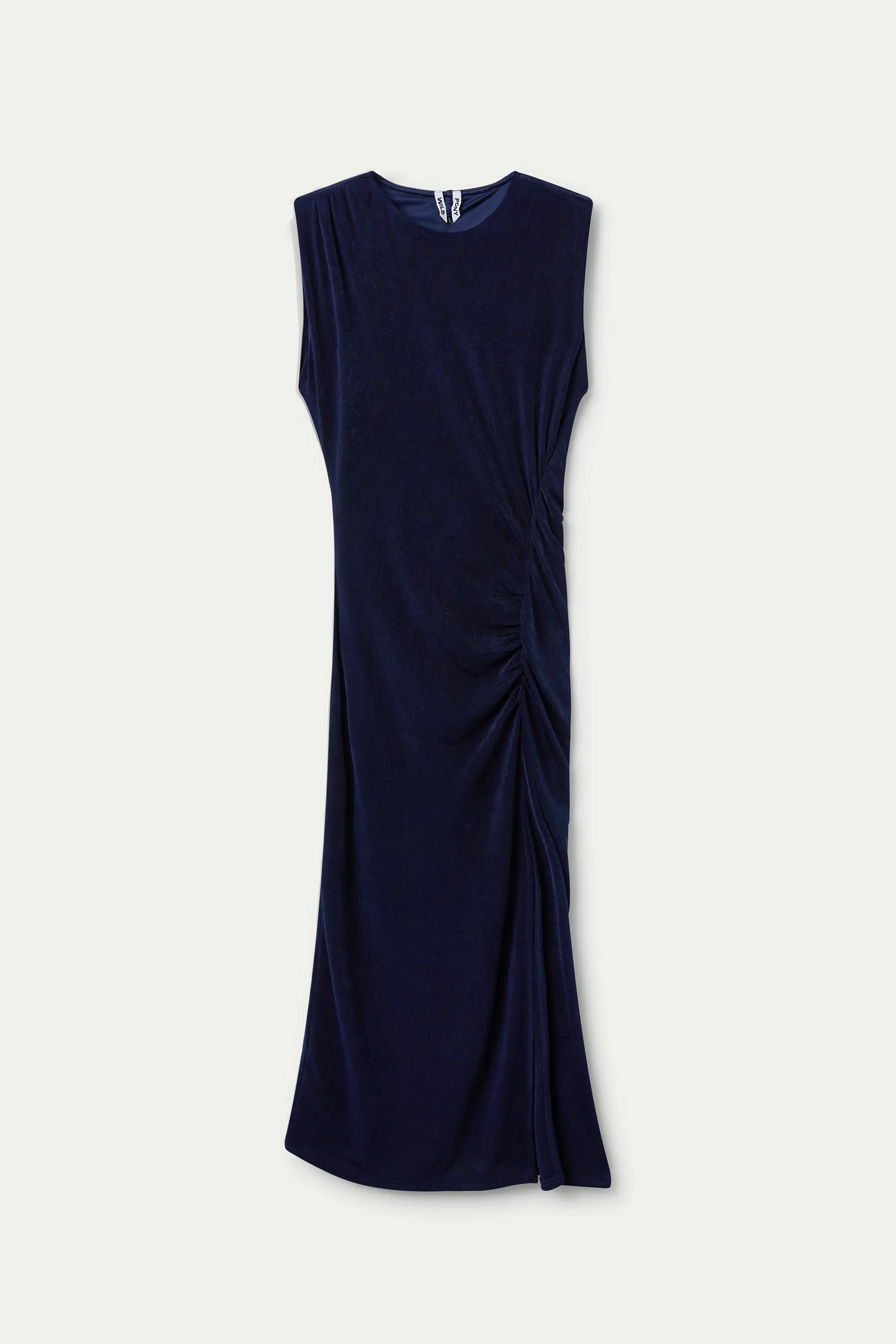 Navy Blue Ruched Midi Dress