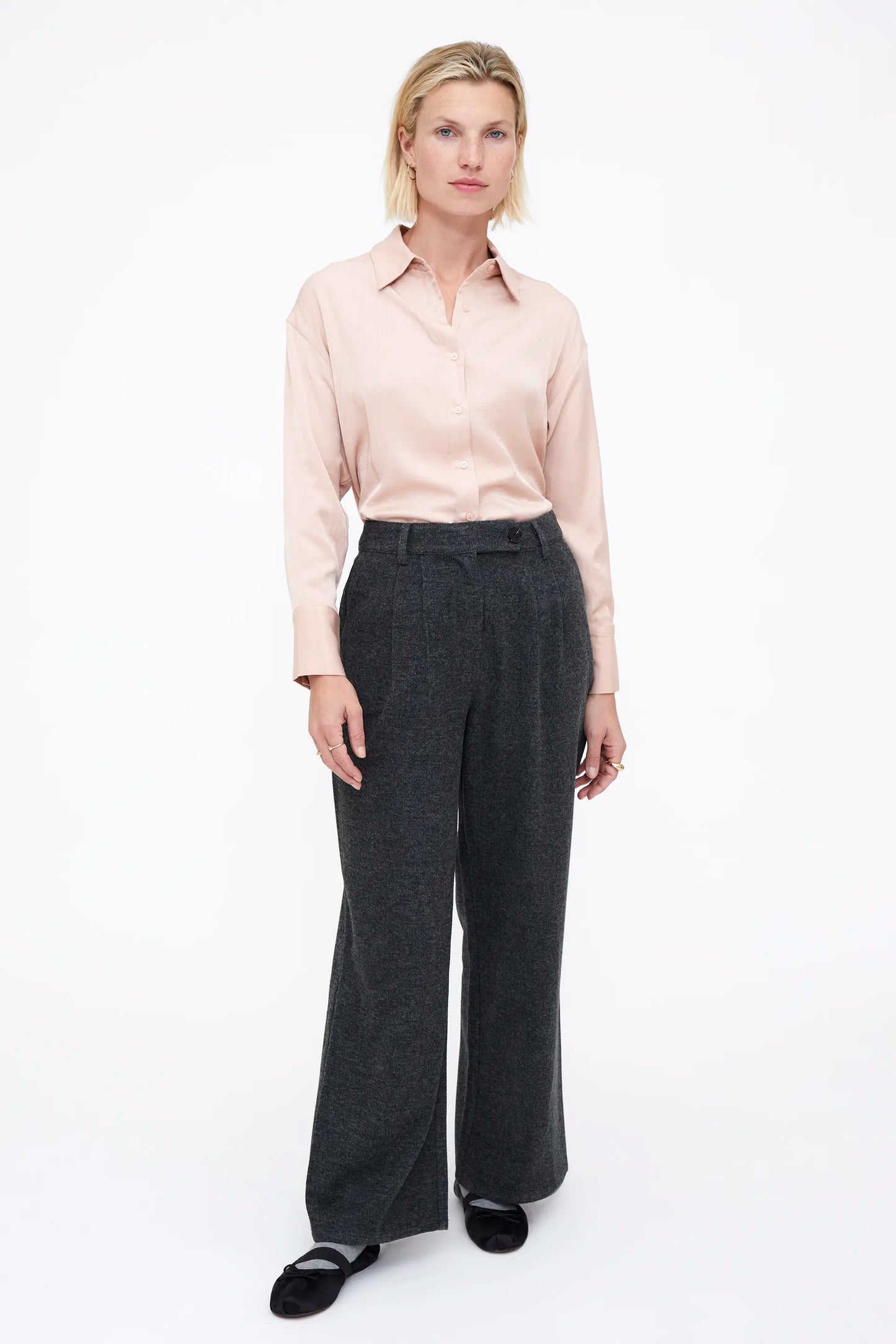 Camisa rosa crepé satinado