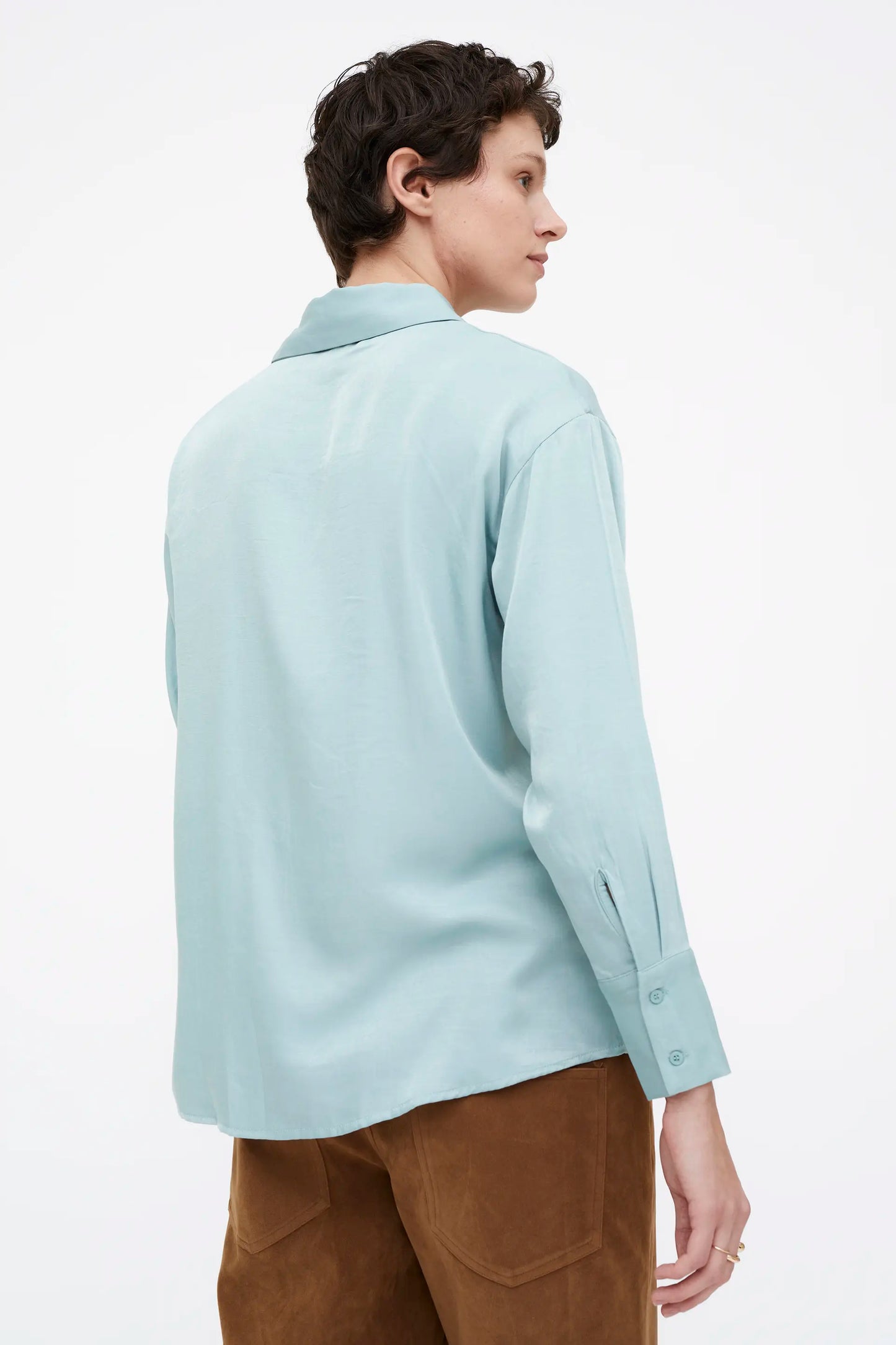 Blue satin crepe shirt