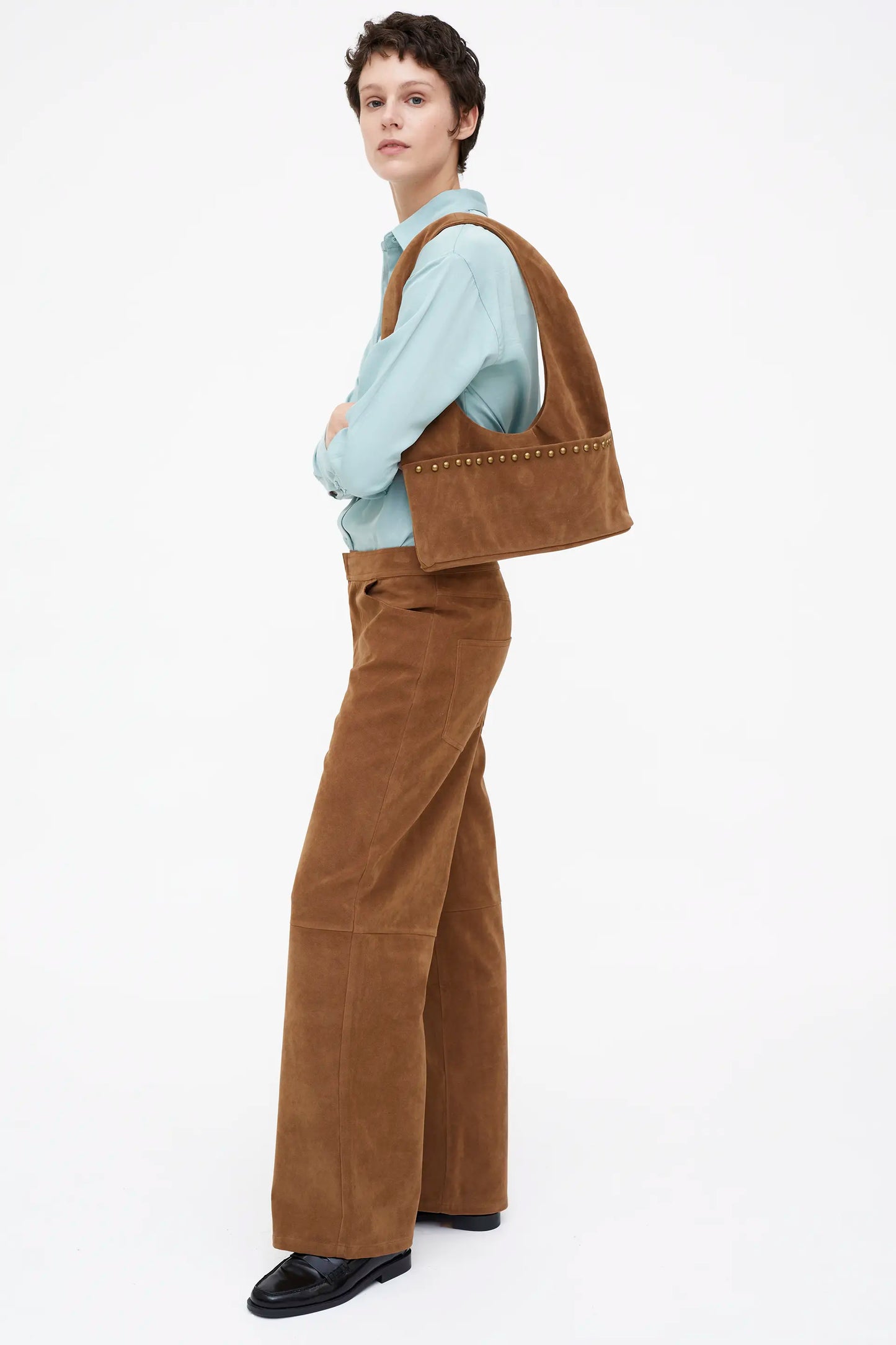 Blue satin crepe shirt