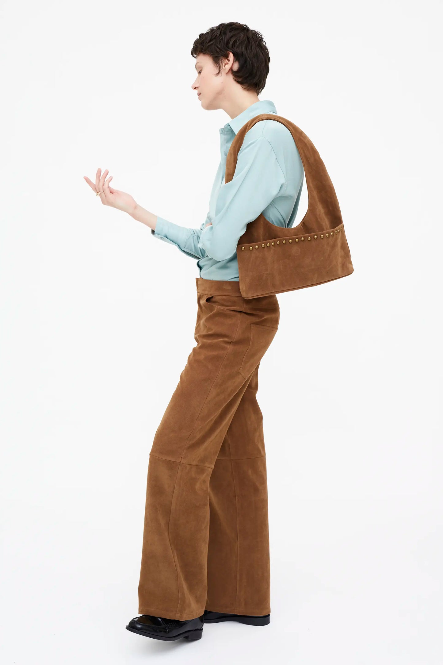 Blue satin crepe shirt