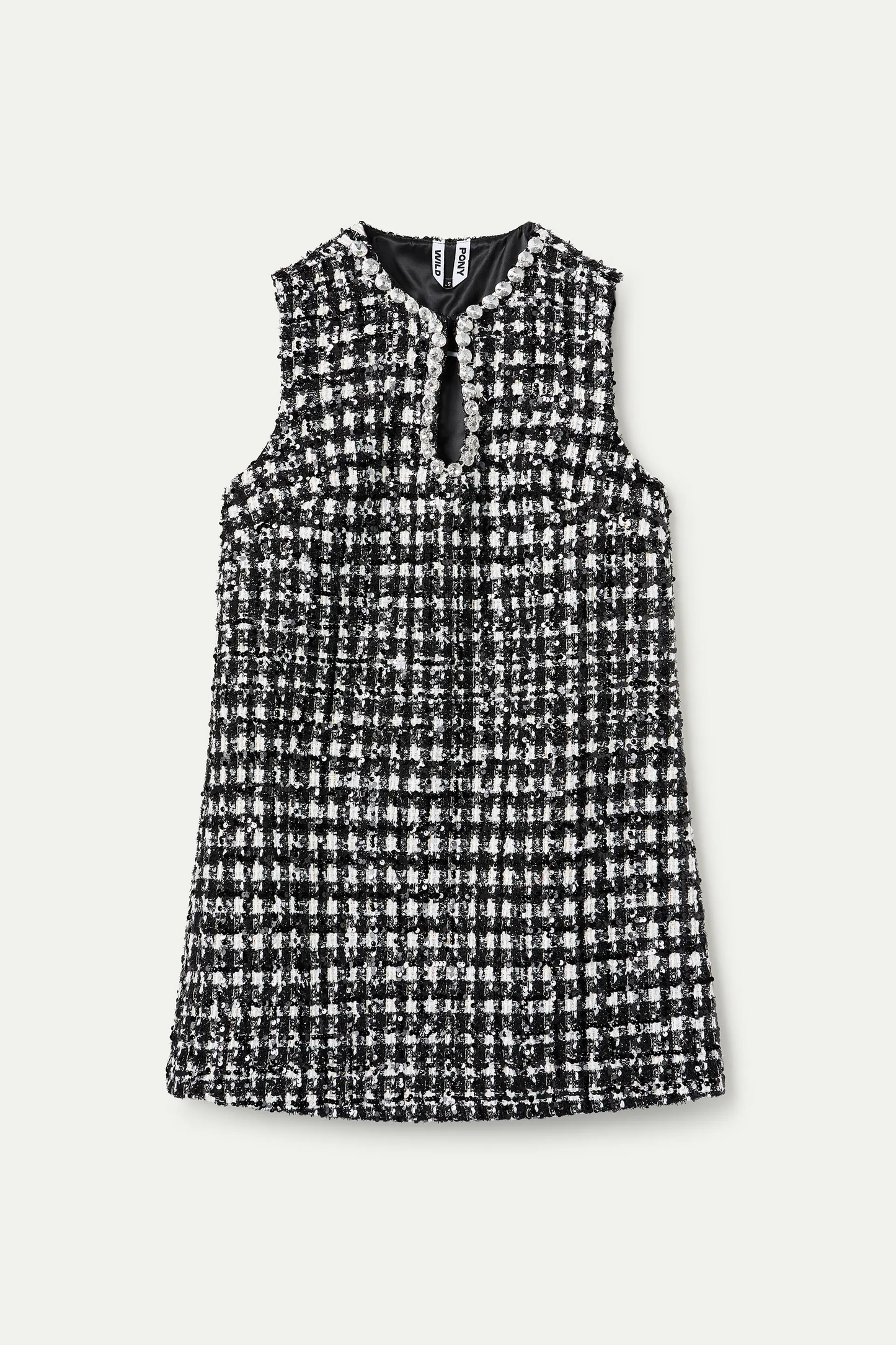 Vestido corto tweed blanco y negro