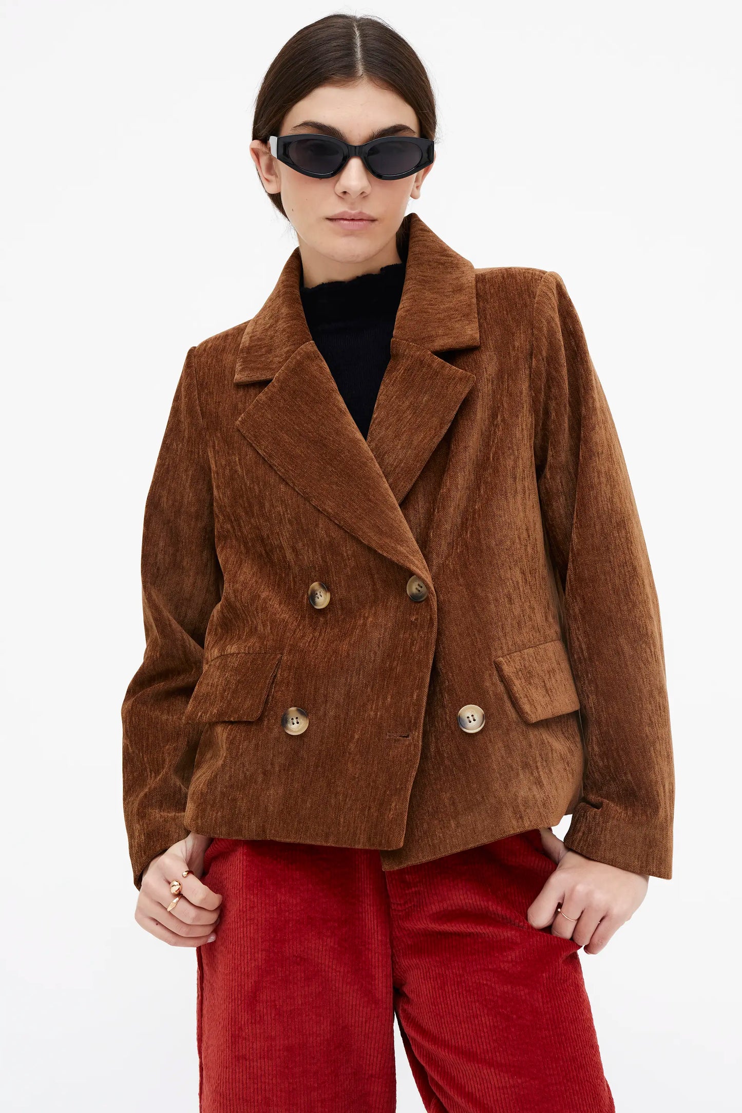 Blazer con efecto aterciopelado marrón