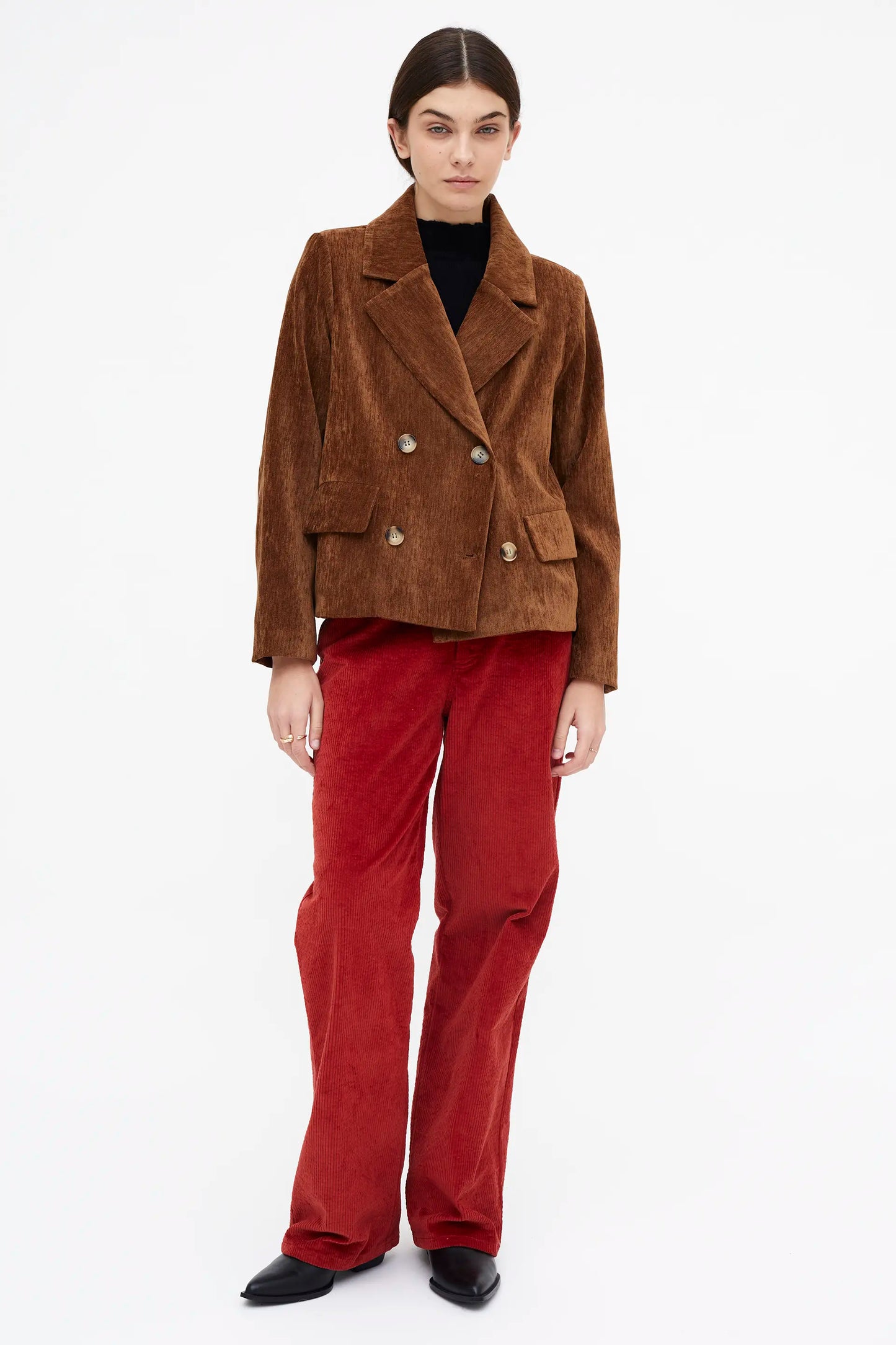 Blazer con efecto aterciopelado marrón