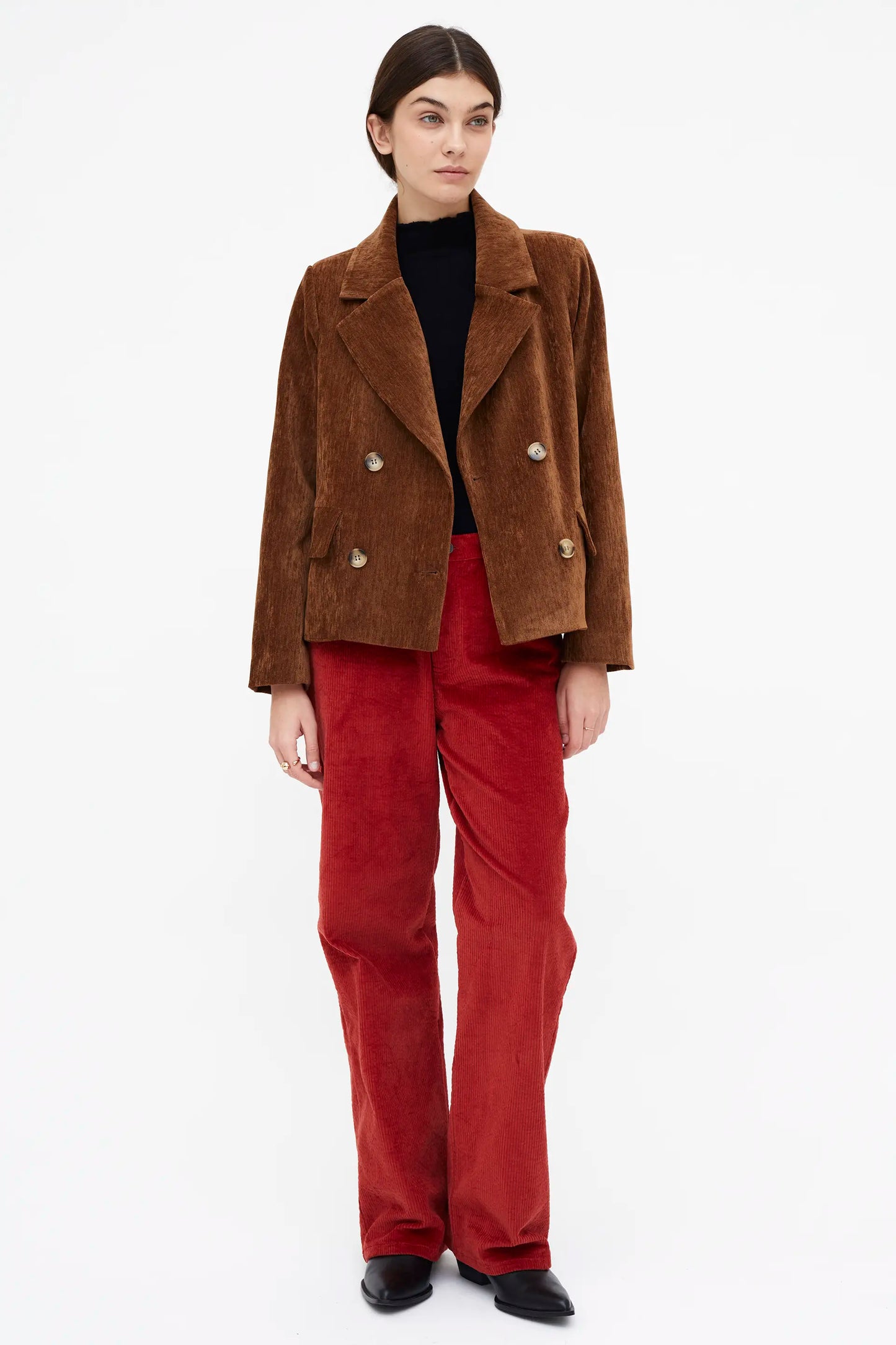 Blazer con efecto aterciopelado marrón