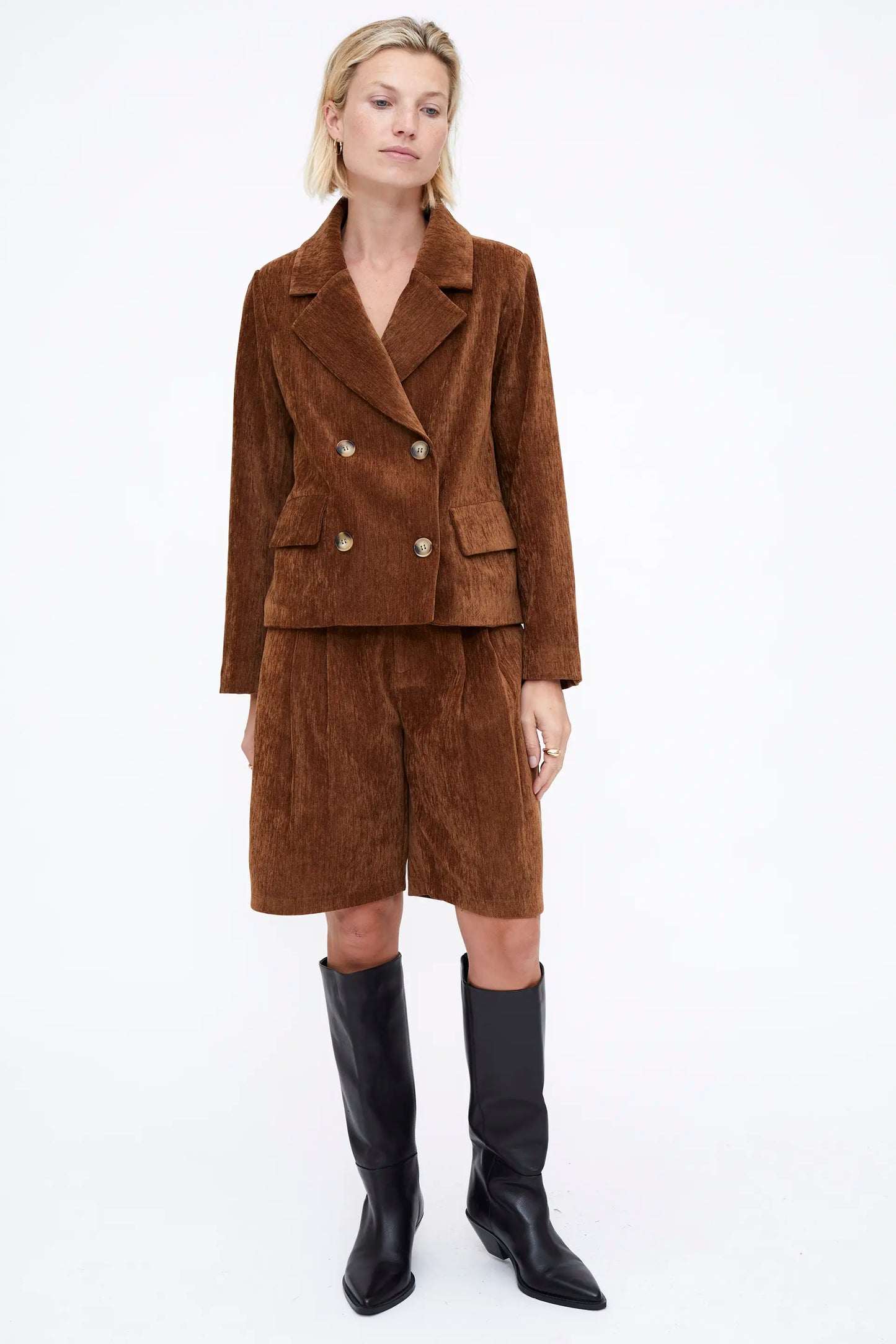 Blazer con efecto aterciopelado marrón