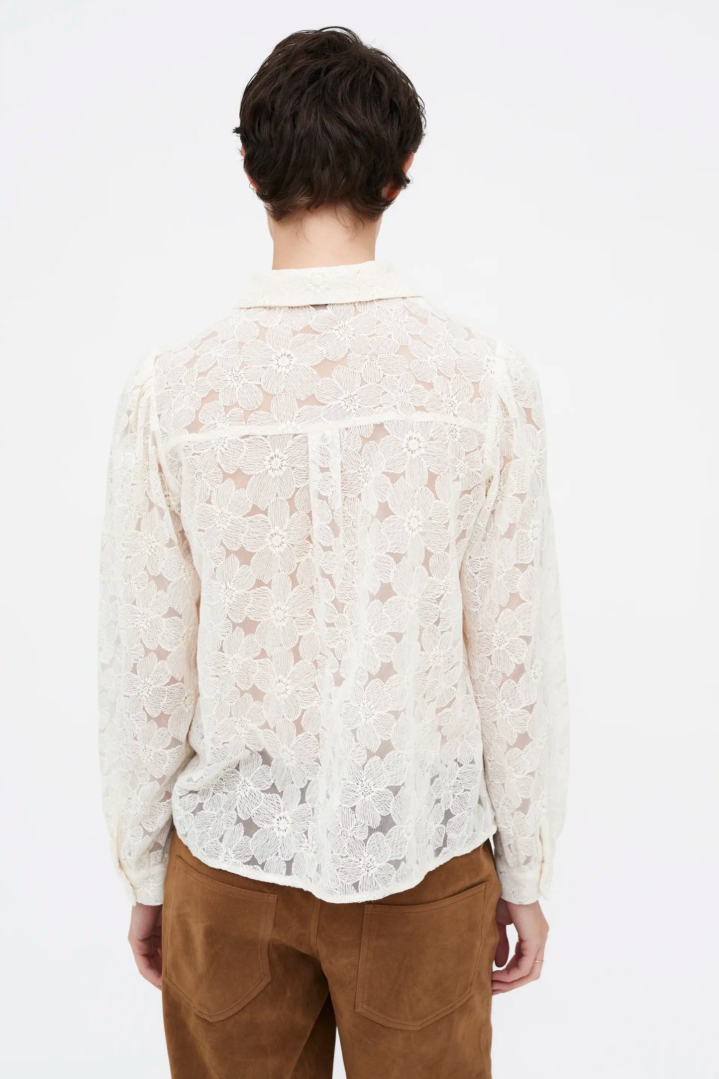 White shirt with floral lace