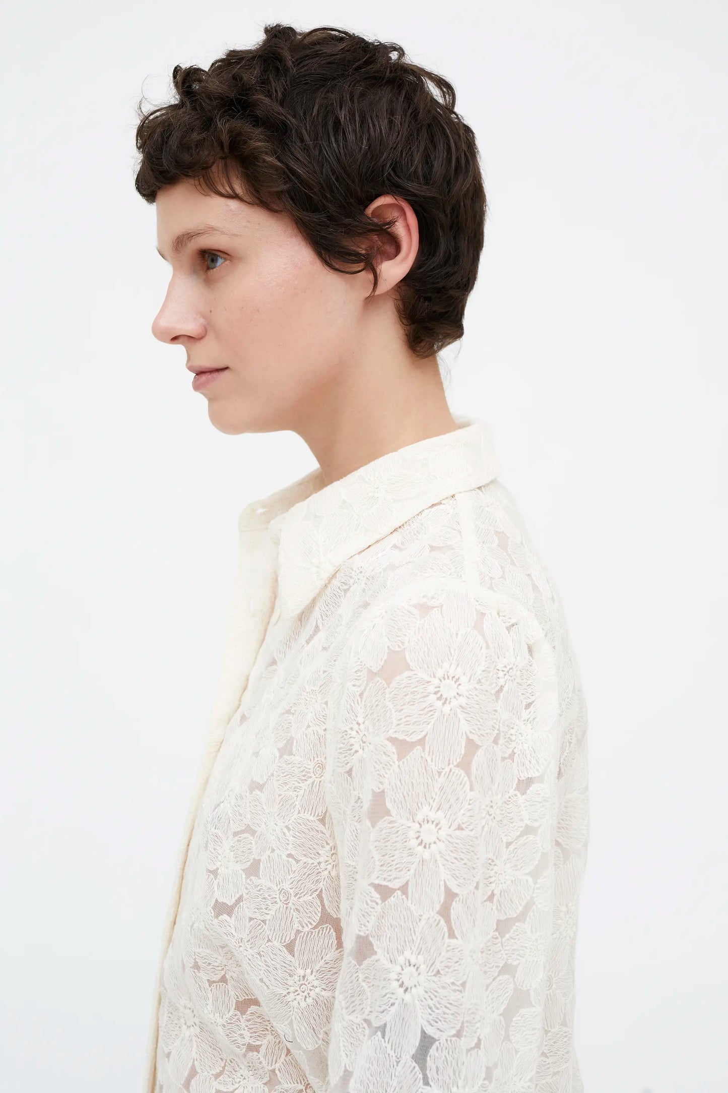 White shirt with floral lace
