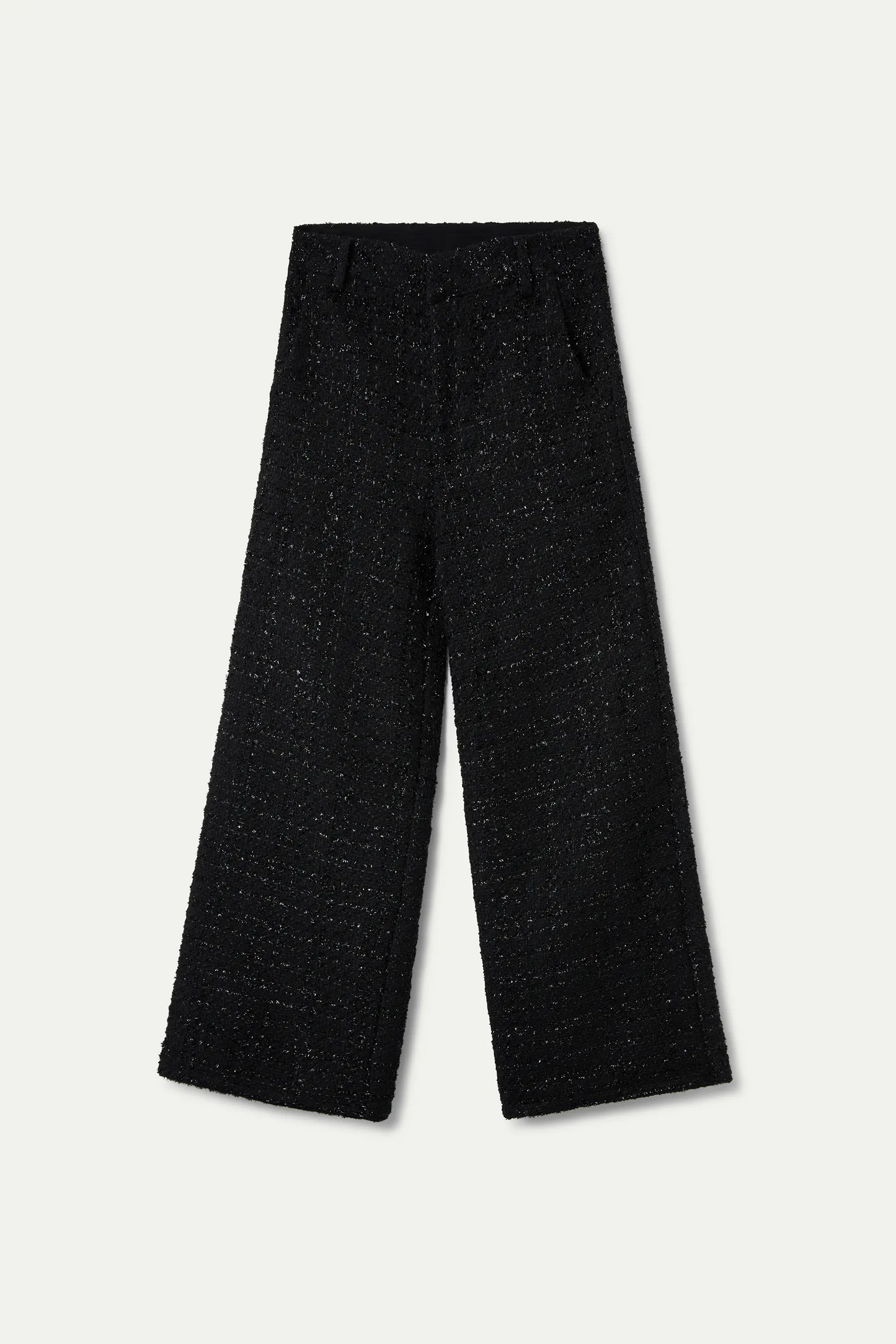 Pantalón recto tweed negro