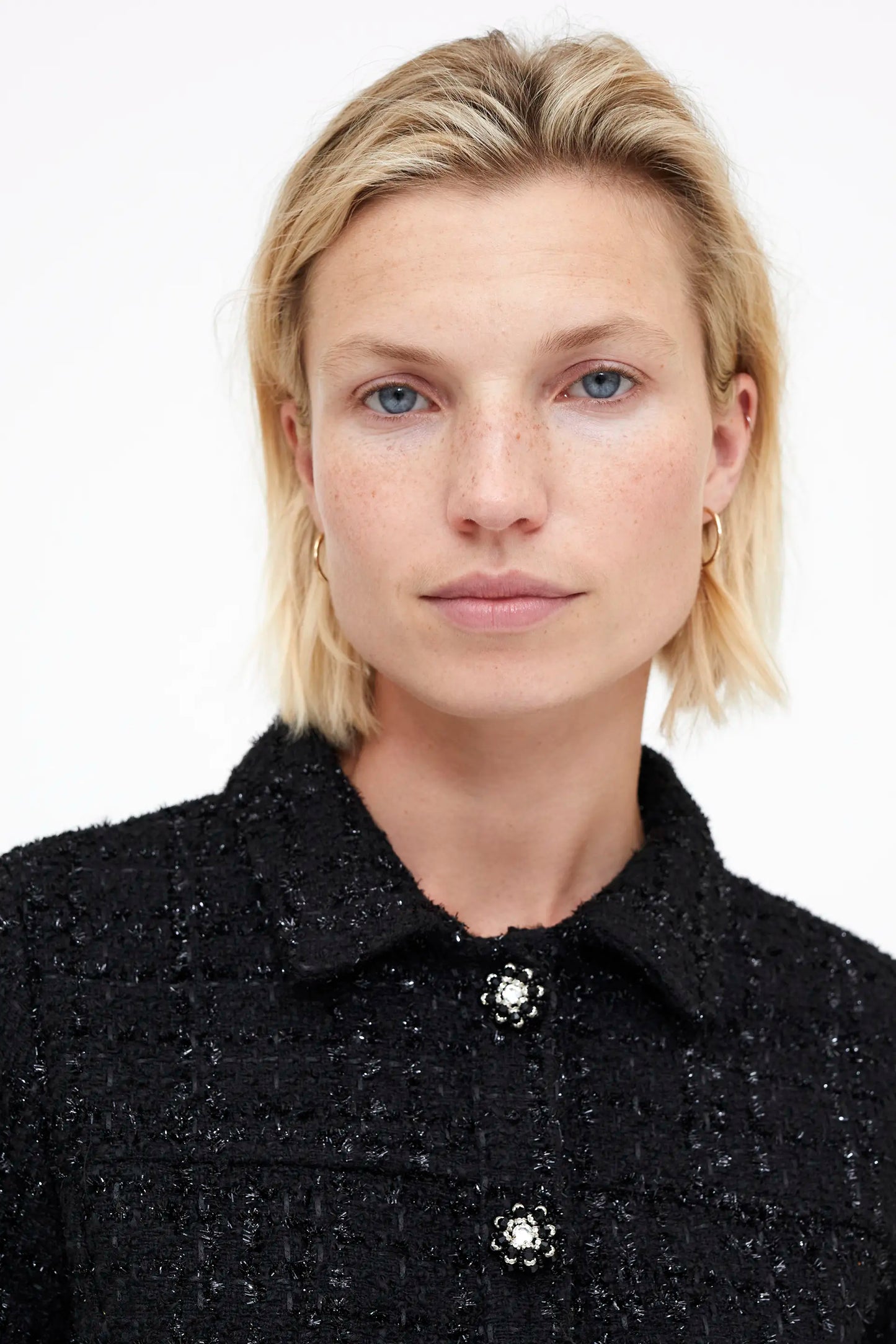 Chaqueta tweed negra