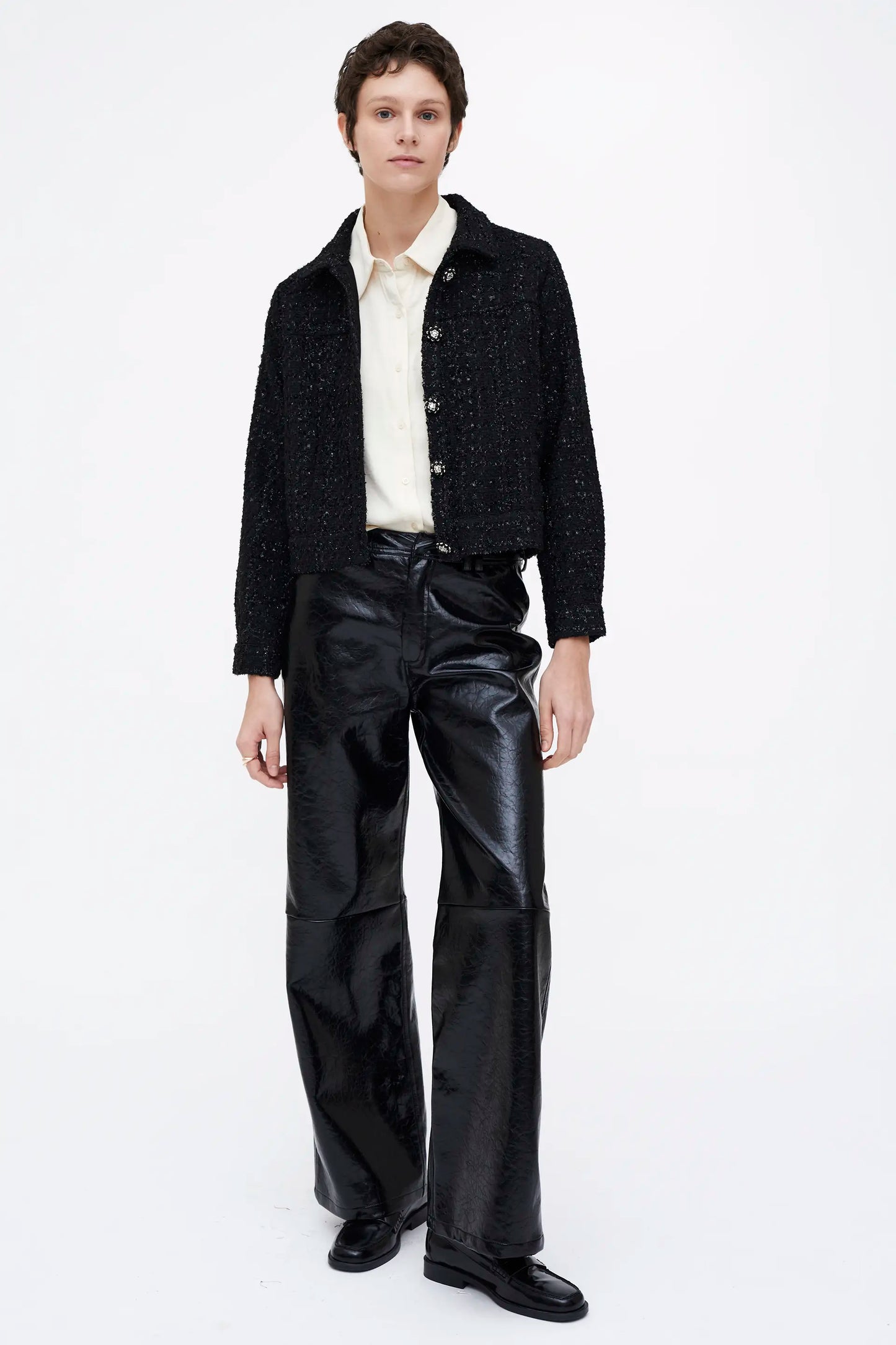 Chaqueta tweed negra