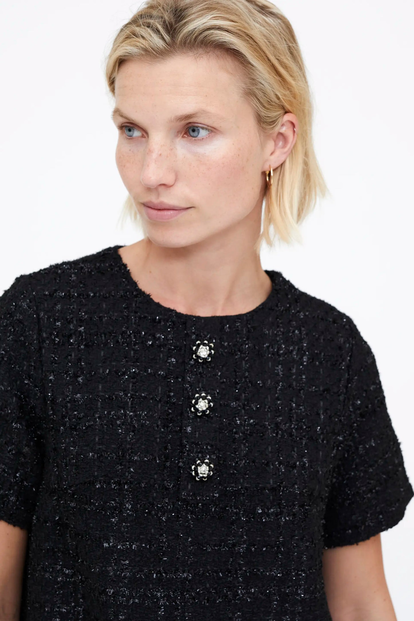 Vestido corto tweed negro