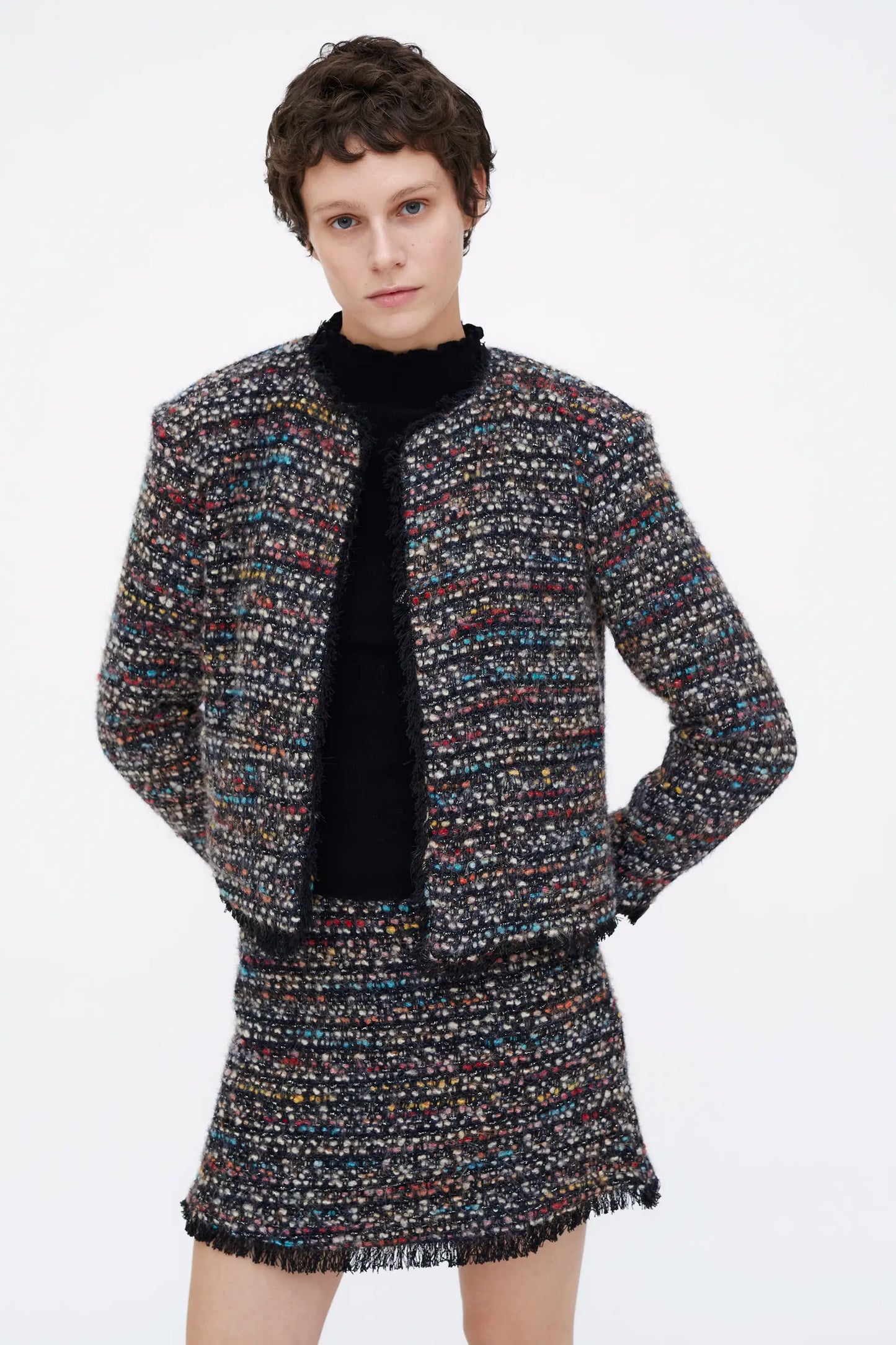 Multicoloured tweed jacket
