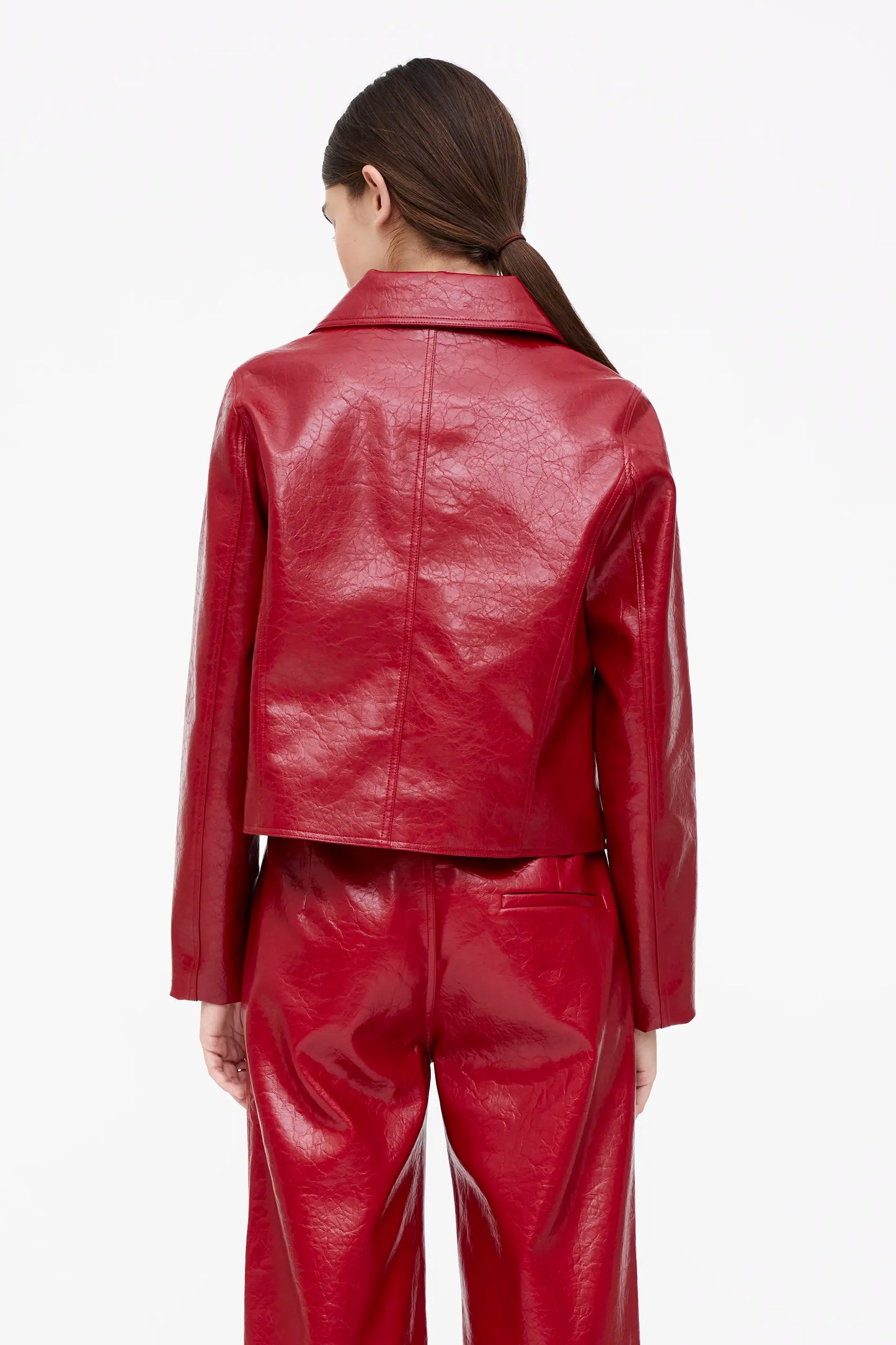 Chaqueta de cuero sintético rojo