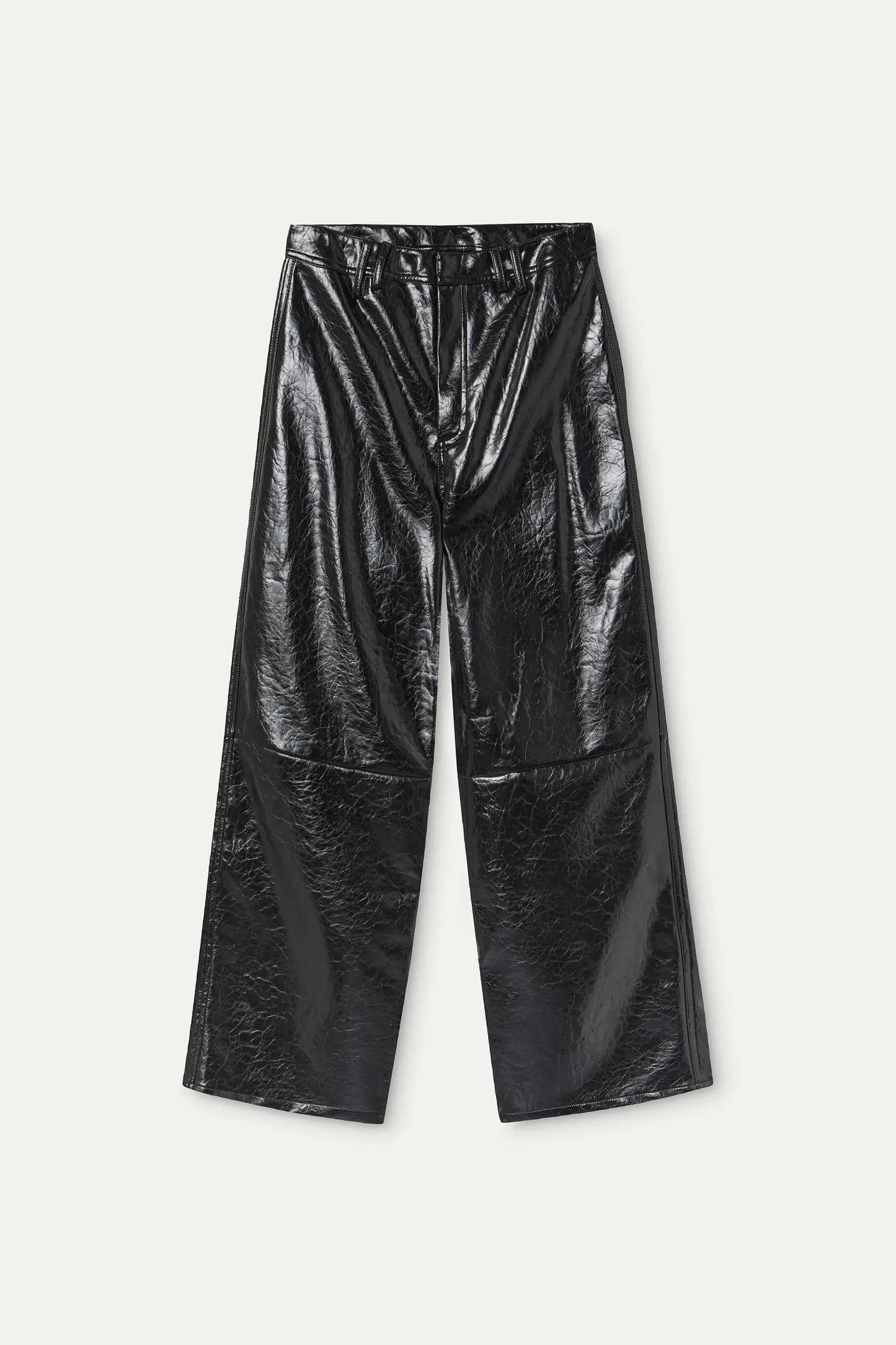 Pantalón recto cuero sintético negro