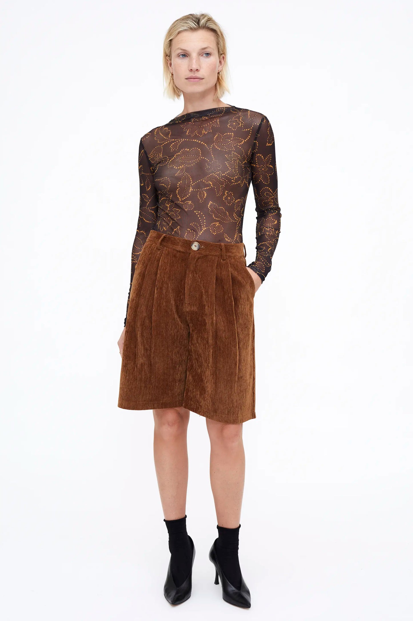 Top malla estampado Mustard Flower