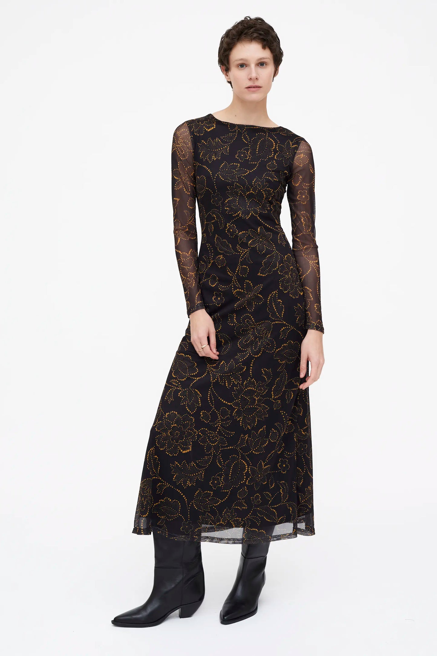 Vestido largo estampado Mustard Flower