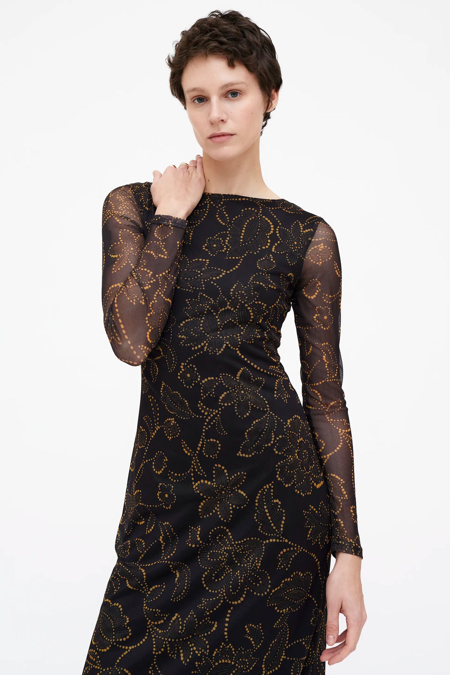 Vestido largo estampado Mustard Flower