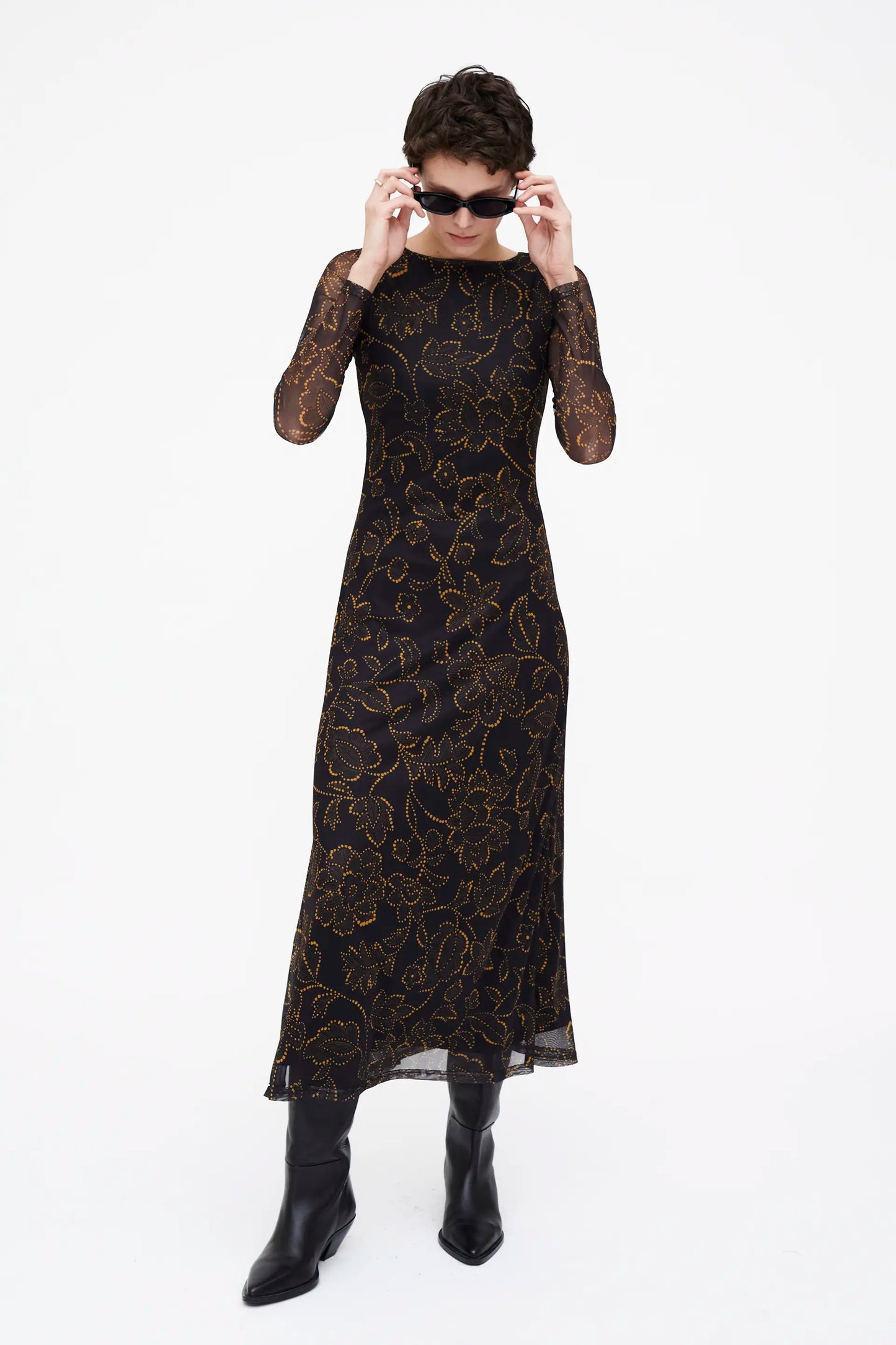 Vestido largo estampado Mustard Flower