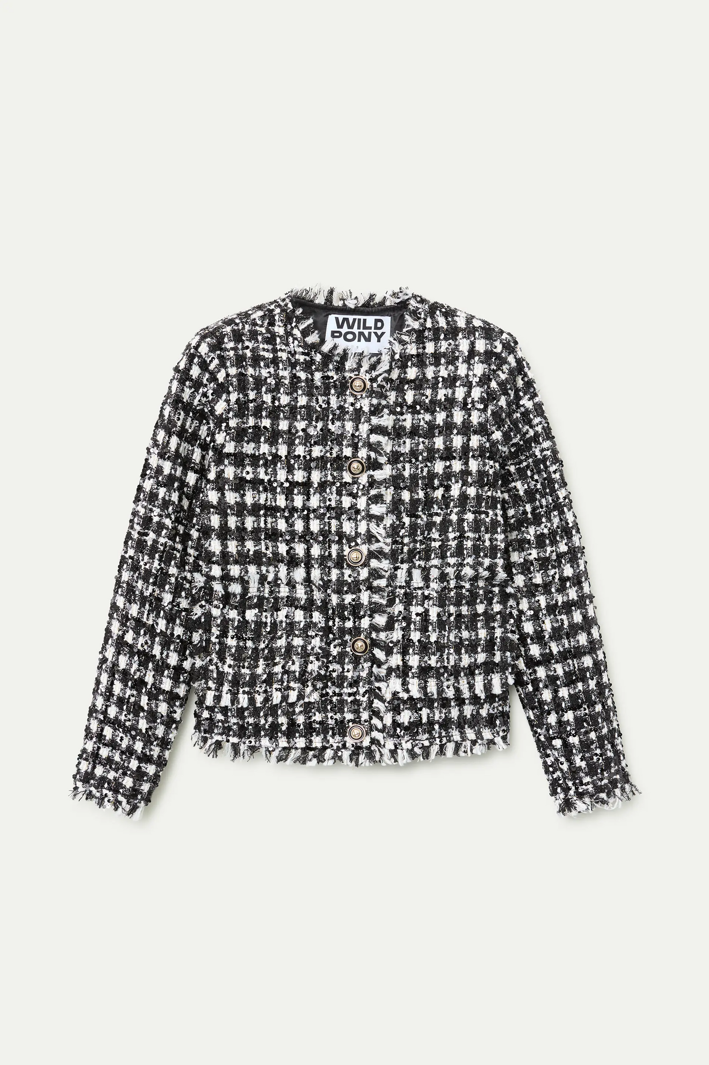 Chaqueta tweed blanco y negro