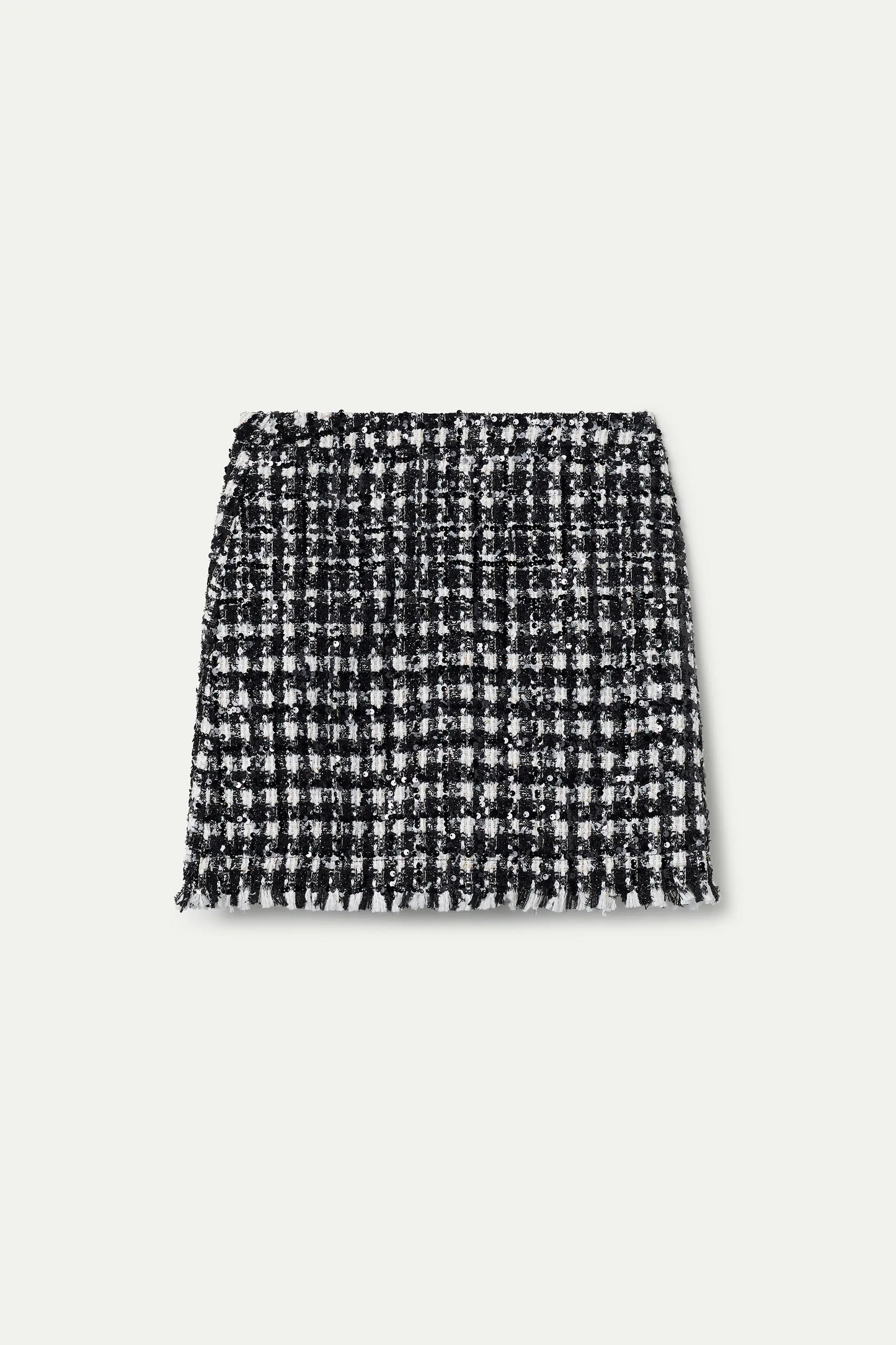 Falda corta tweed blanco y negro