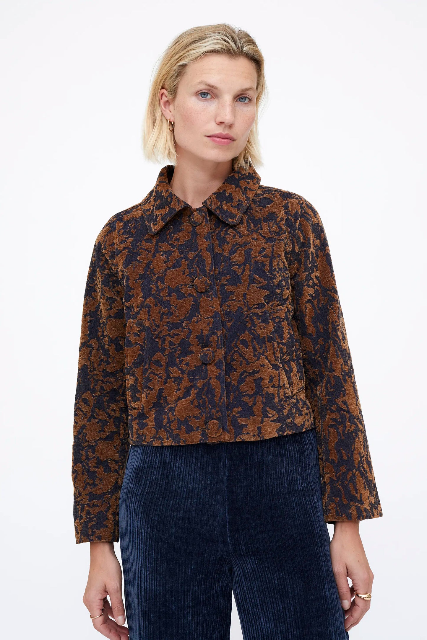 Chaqueta Jacquard Navy blue y marrón