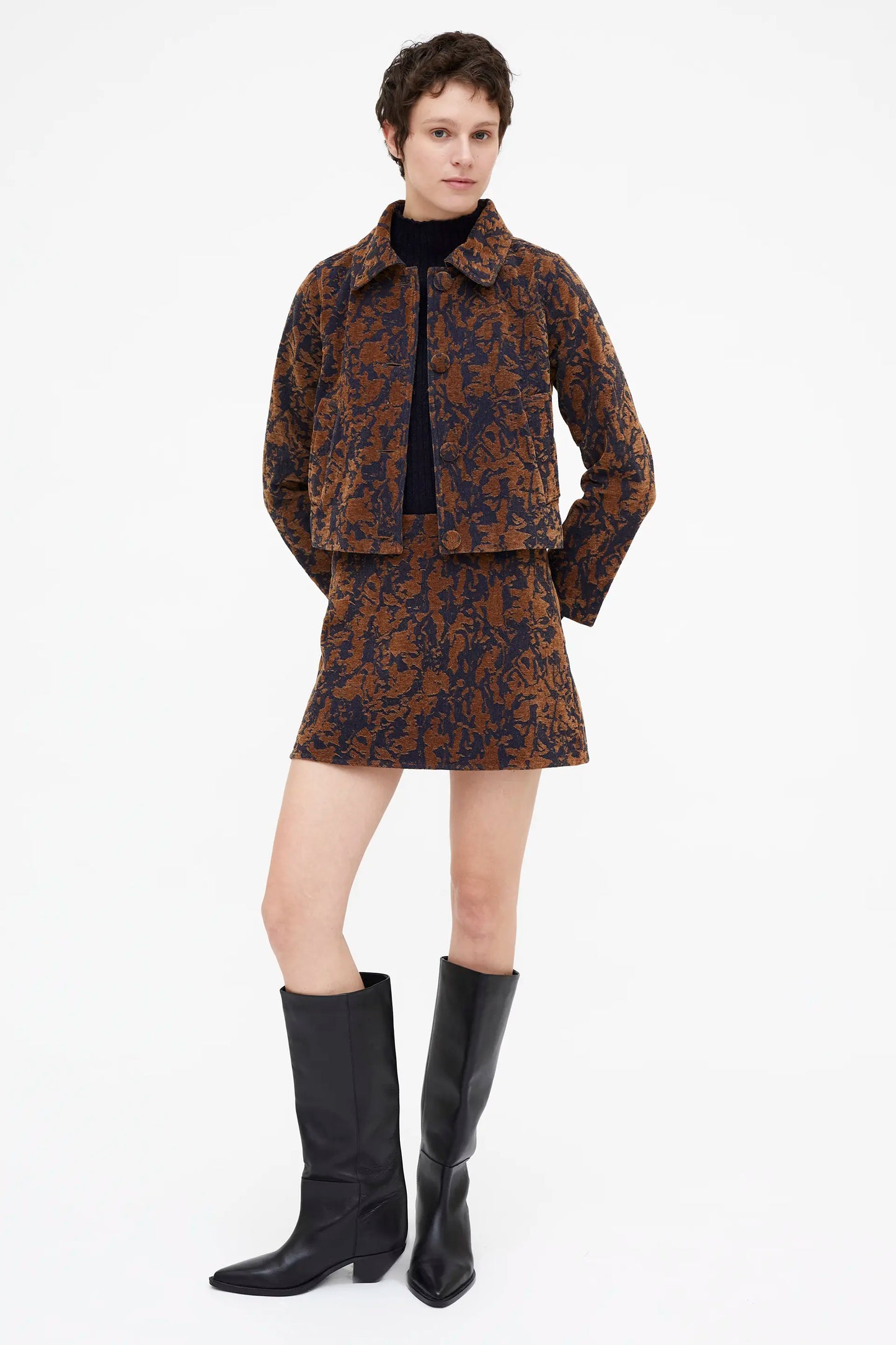 Chaqueta Jacquard Navy blue y marrón