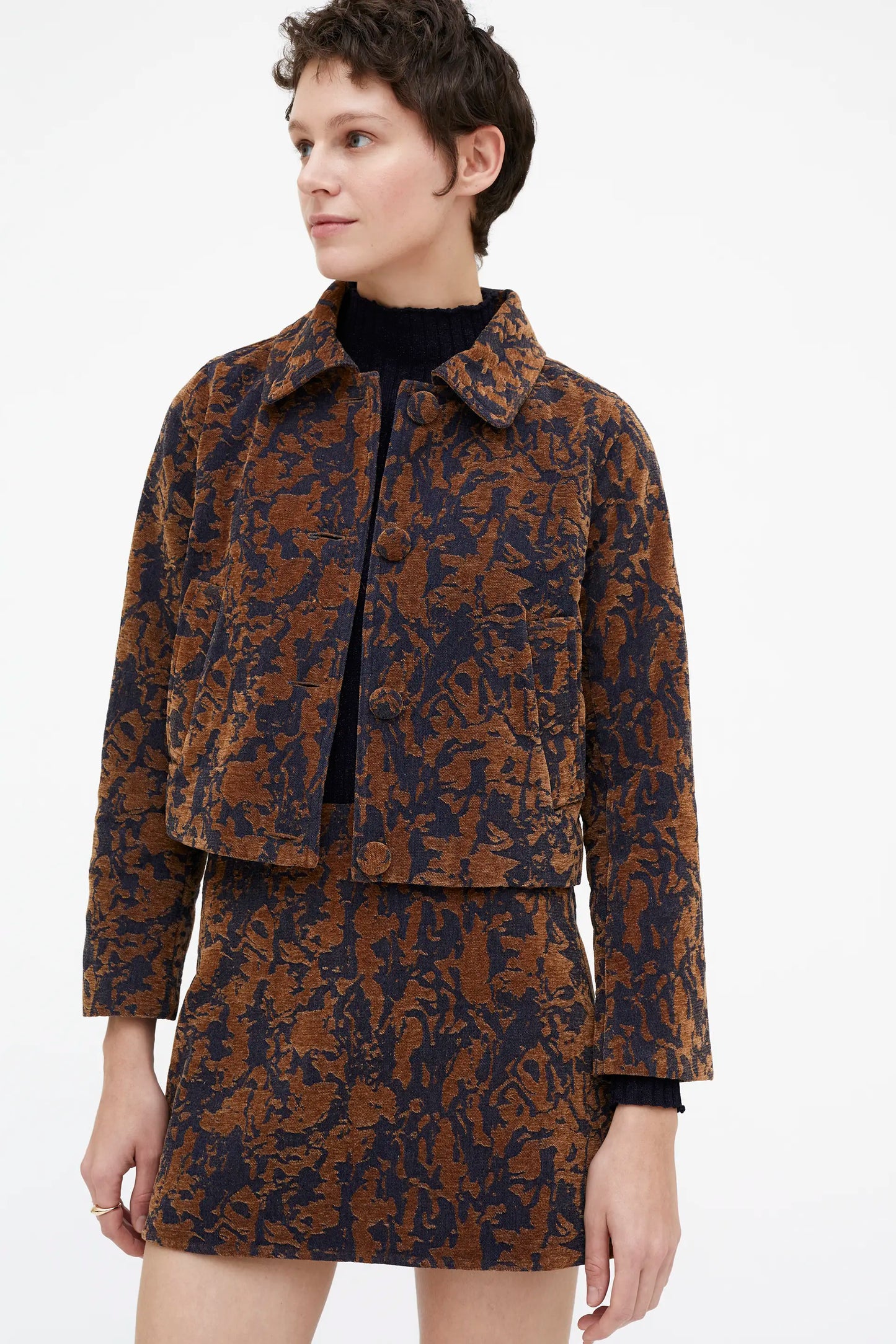 Chaqueta Jacquard Navy blue y marrón