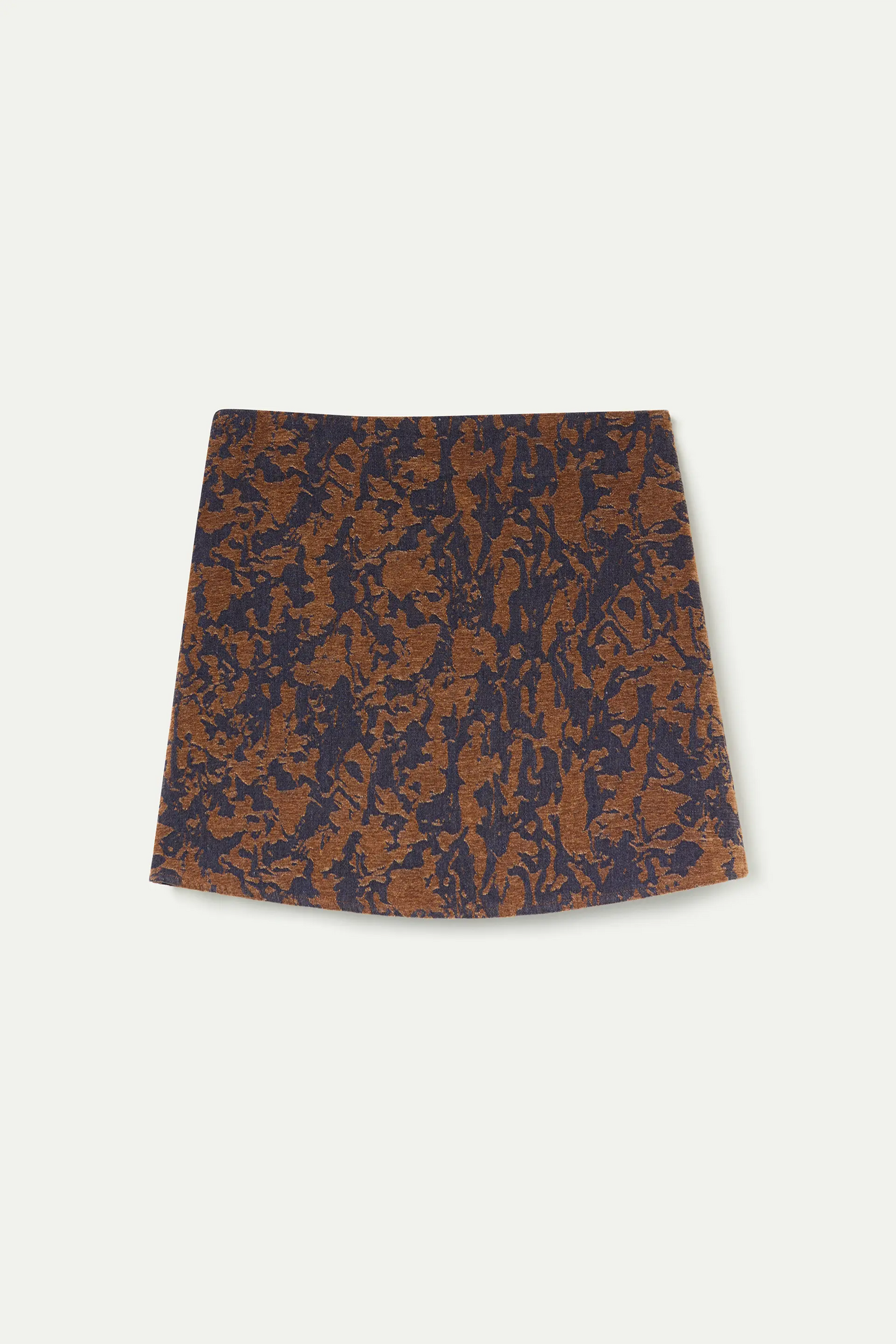 Falda corta Jacquard Navy blue y marrón