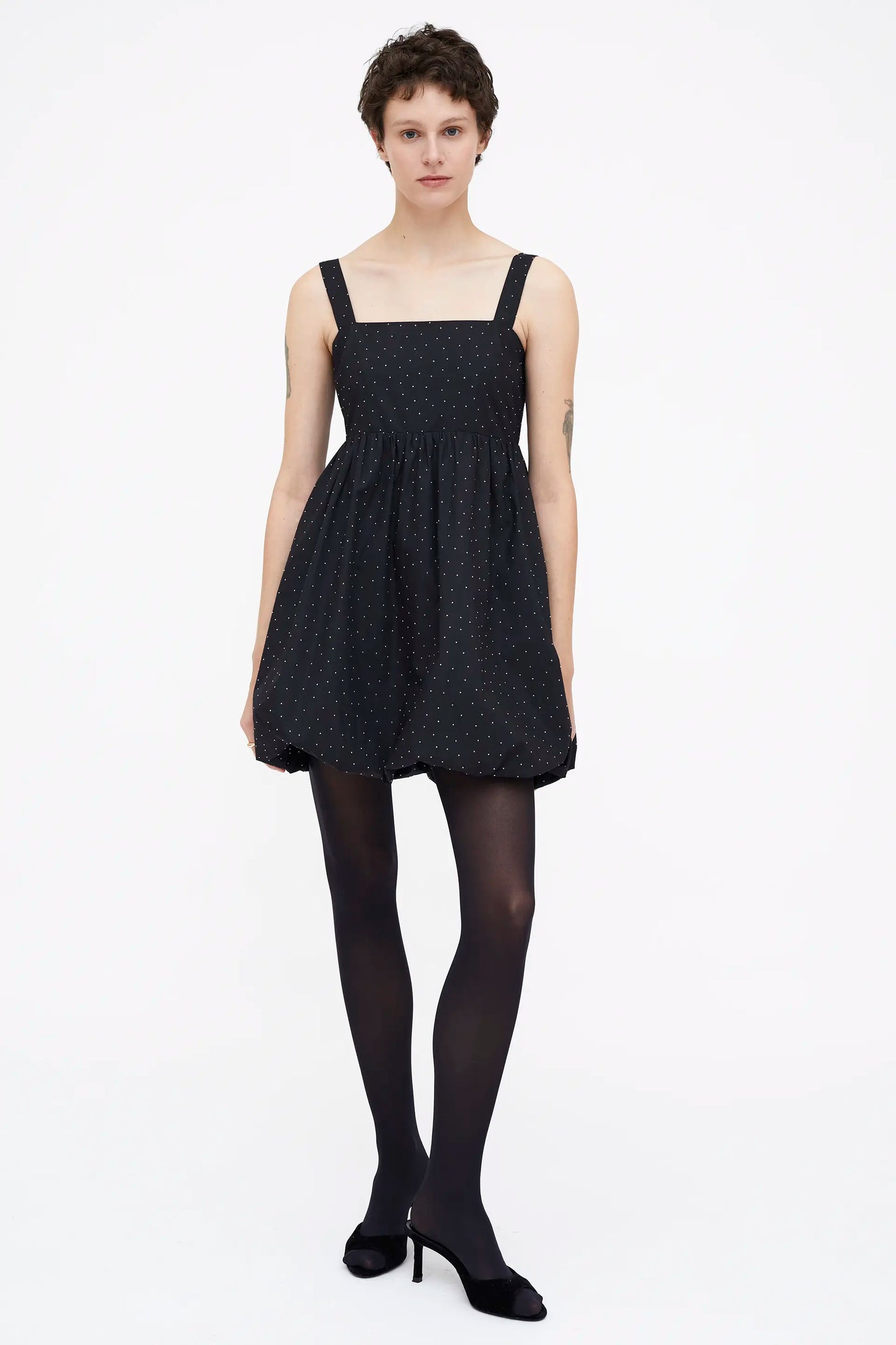 Vestido corto negro 100% algodón popelin