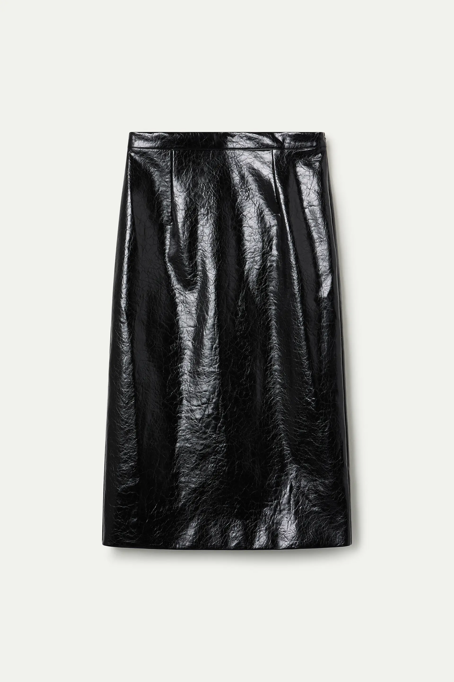 Falda Midi de cuero sintético negro