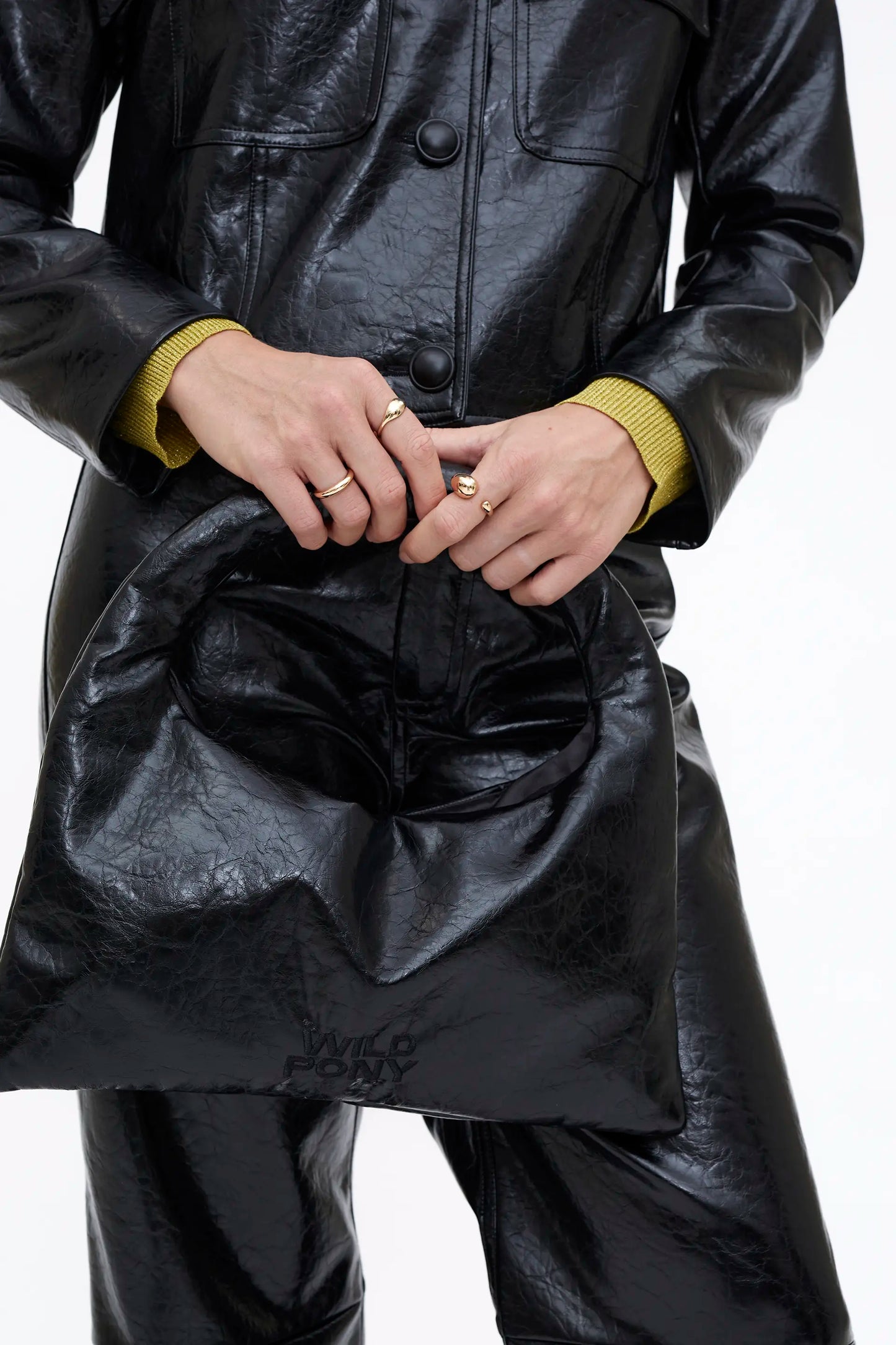 Bolso hombro cuero sintético negro