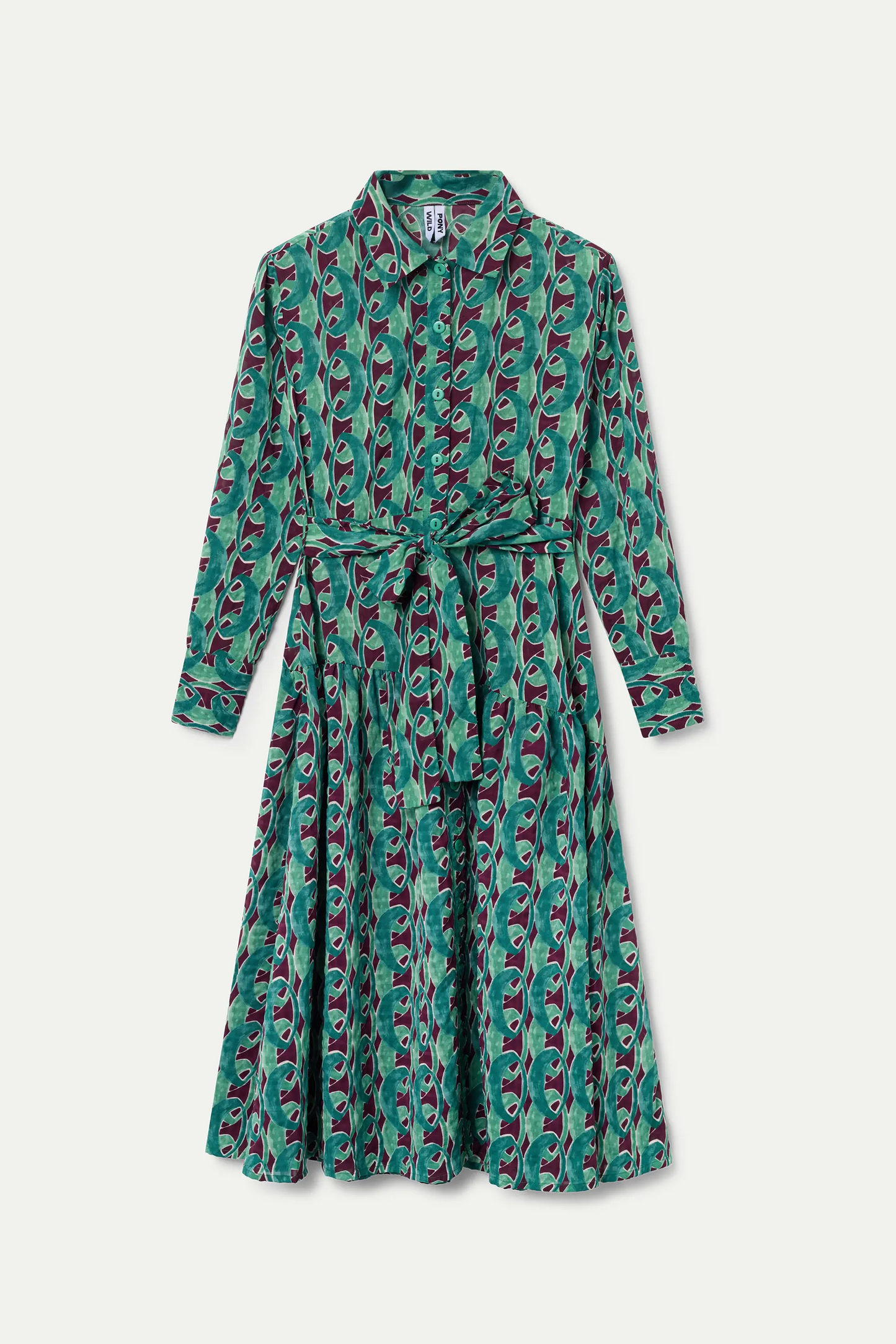 Jade Chain print tie midi dress