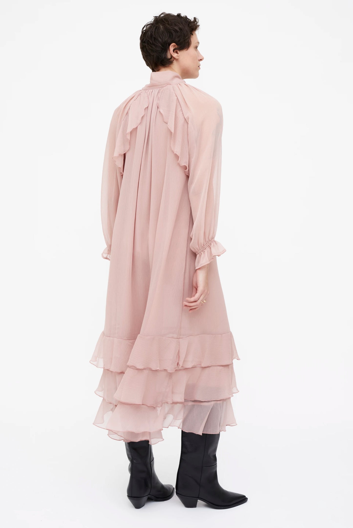 Vestido Midi chiffon rosa