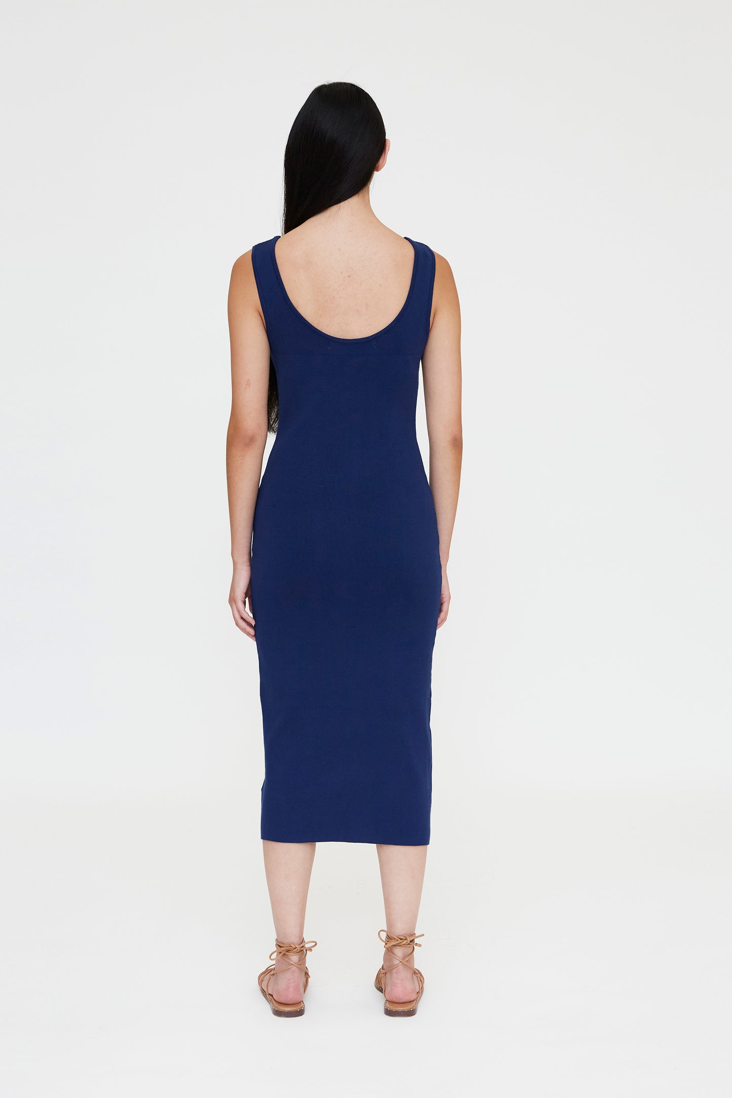 Vestido midi punto navy blue